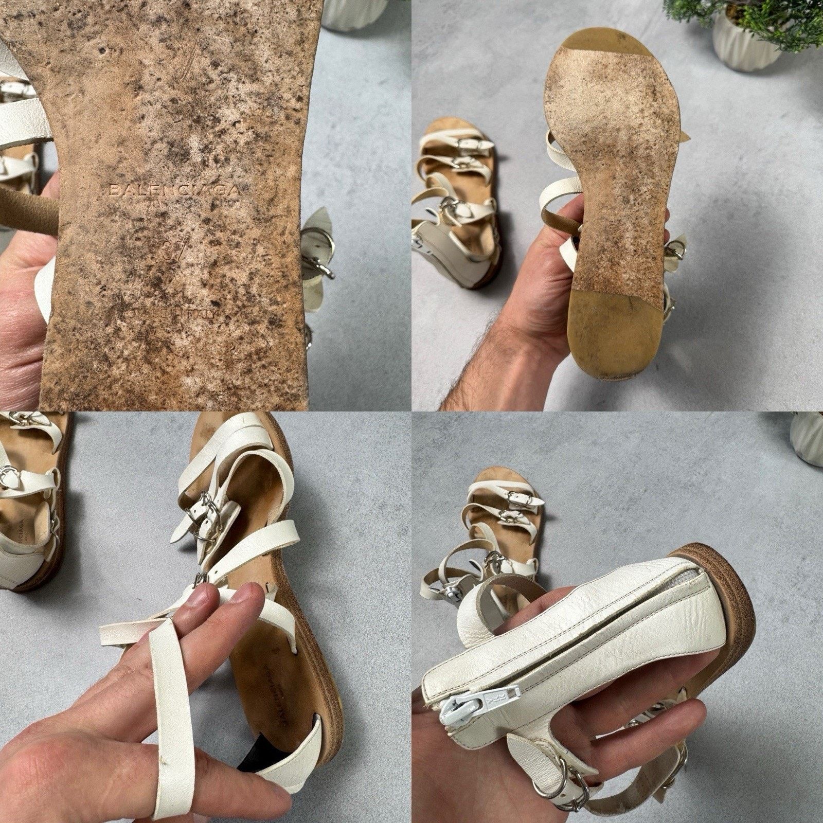 Balenciaga Balenciaga Bickle White Leather Gladiator Ankle Sandals 37 Size US 7 / IT 37 - 24 Thumbnail