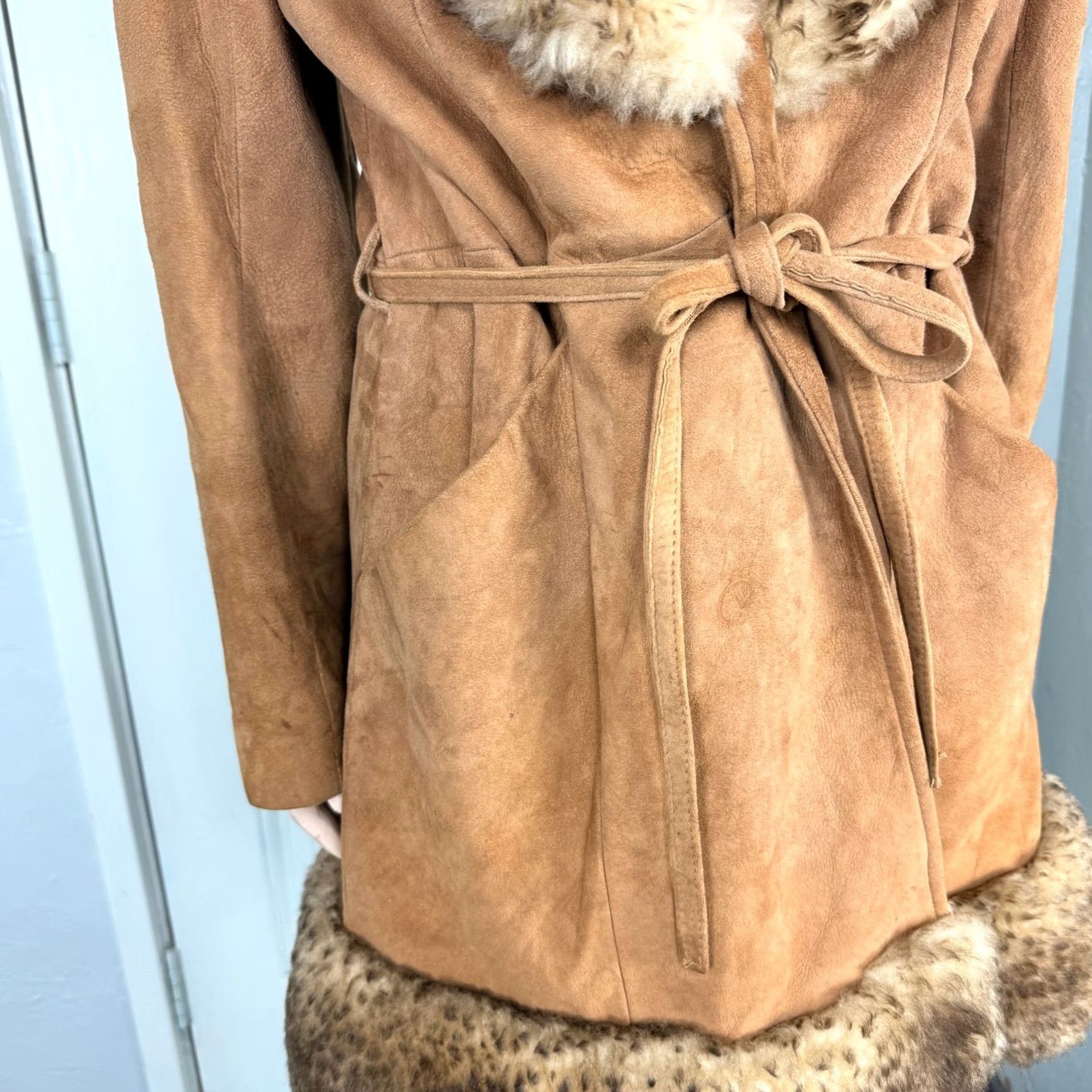 Scully VINTAGE Scully Penny Lane Jacket Coat Fur Trim Suede Tie 14 Brown Women Hippe 70s 80s Winter Fall Sh... Size XL / US 12-14 / IT 48-50 - 3 Thumbnail