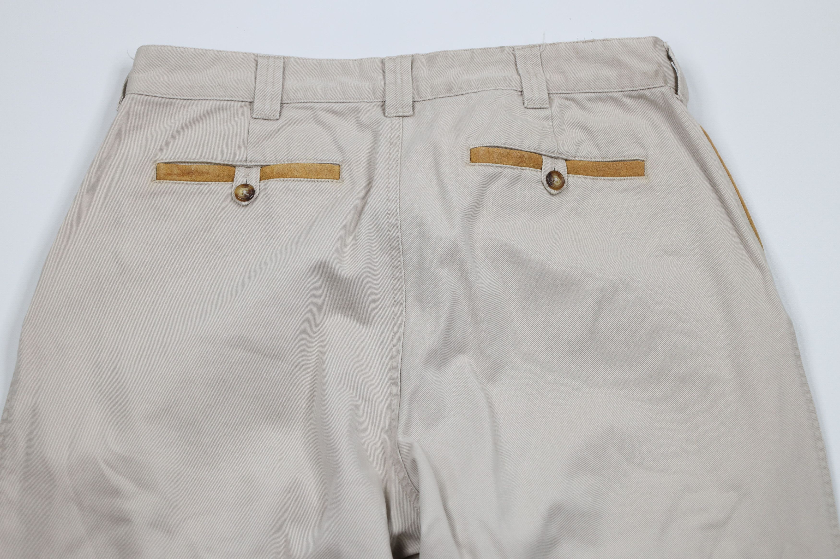 Orvis × Vintage Vintage 90s Orvis Heavy Leather Trim Wide Leg Pants Beige Size US 36 / EU 52 - 11 Thumbnail