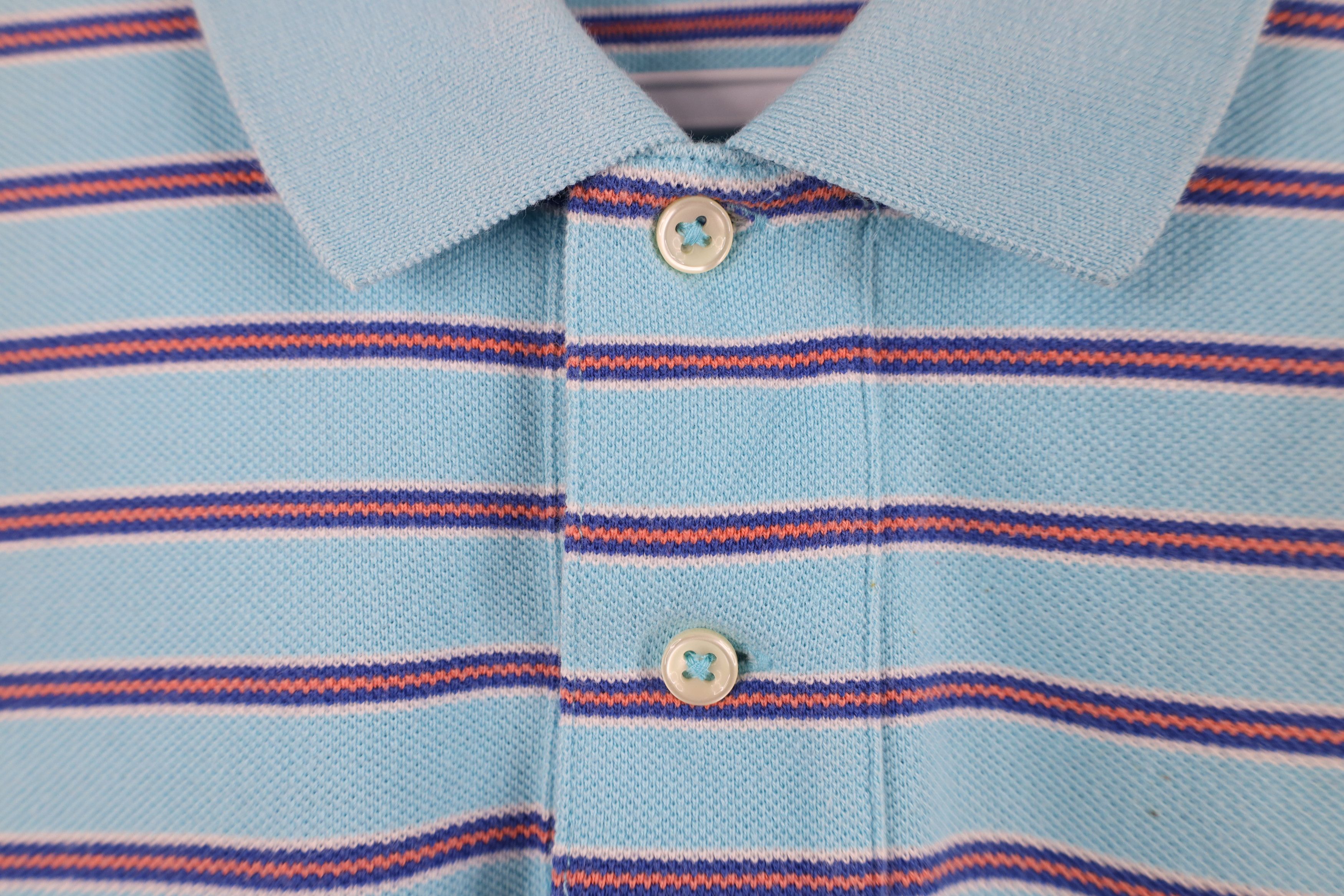 Ralph Lauren Vintage 90s Ralph Lauren Striped Cotton Knit Golf Polo Blue Size US M / EU 48-50 / 2 - 7 Thumbnail