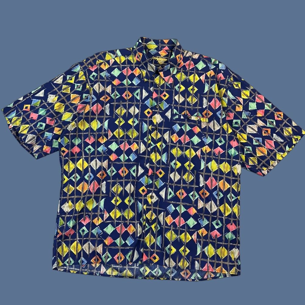 Vintage VINTAGE Jack Lipson Signature Shirt Mens XL Blue Abstract Geometric Button Up Shirt Mens XL Blue Abstract Geometric Button Up Size US XL / EU 56 / 4 - 1 Thumbnail