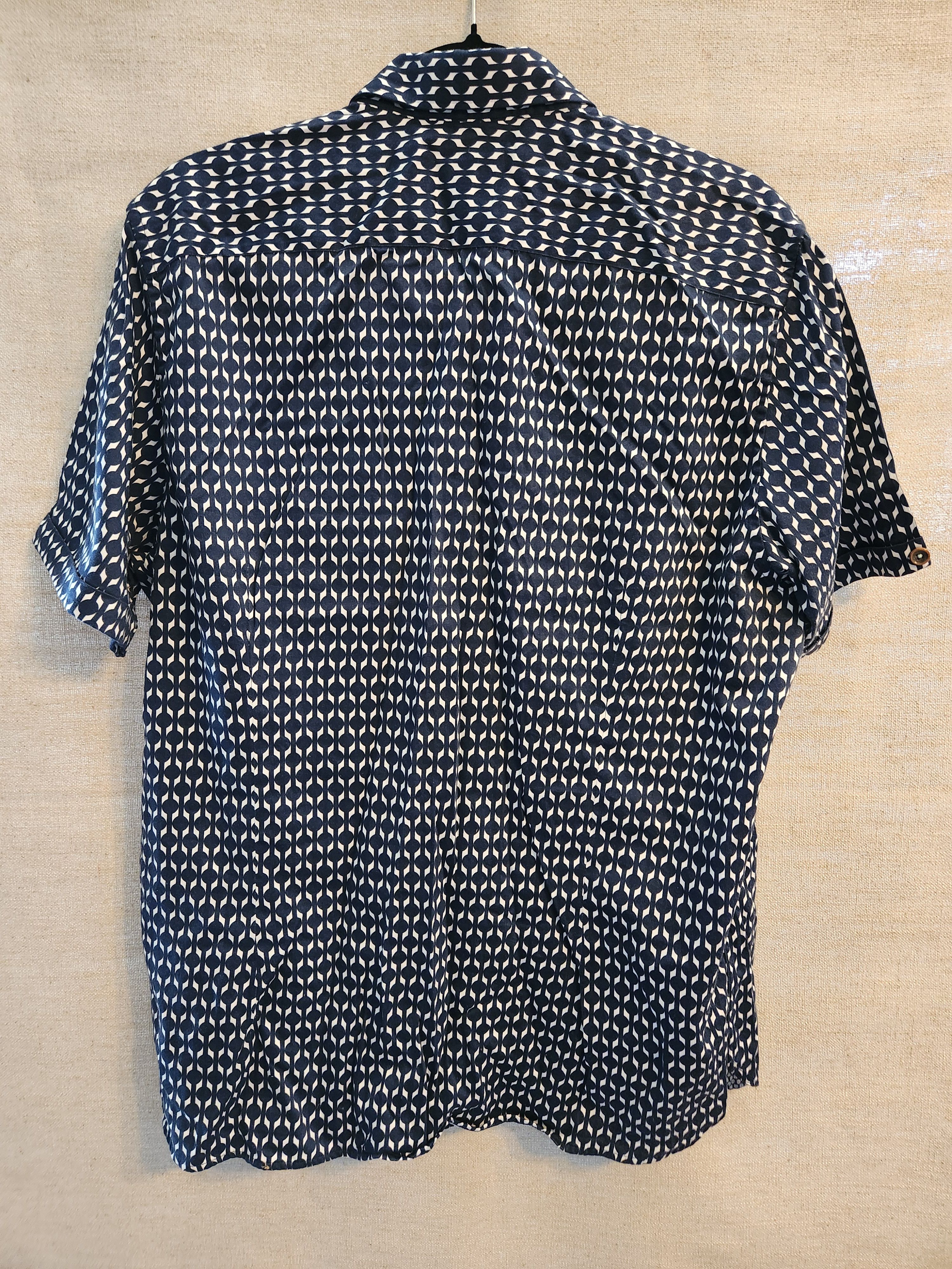 Ted Baker 100% Cotton Blue and White Button Front Short Sleeve Shirt Size US L / EU 52-54 / 3 - 2 Thumbnail