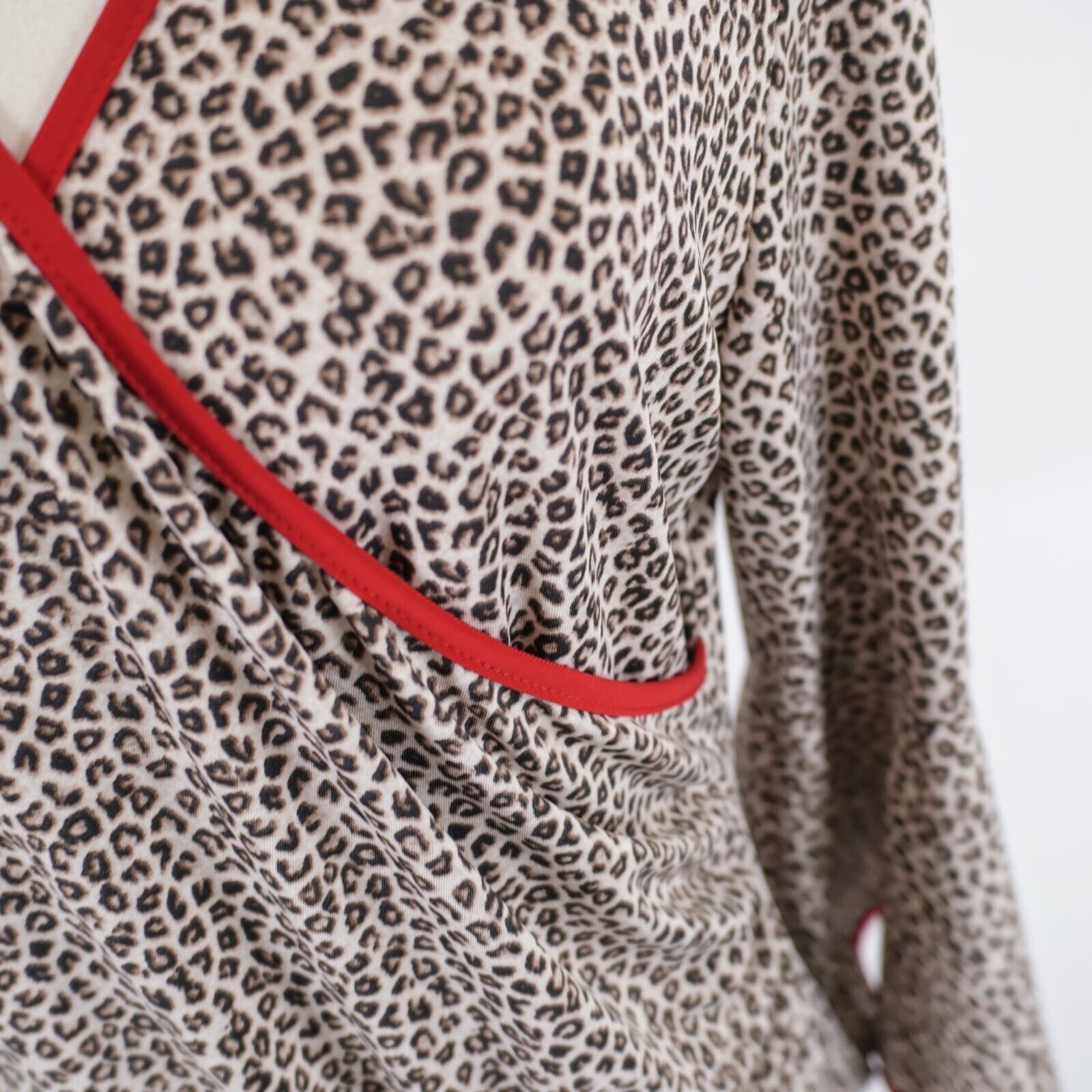 Designer Coco Bianco Kimono Flutter Sleeve Cheetah Print Brown Blouse Size L / US 10 / IT 46 - 3 Thumbnail