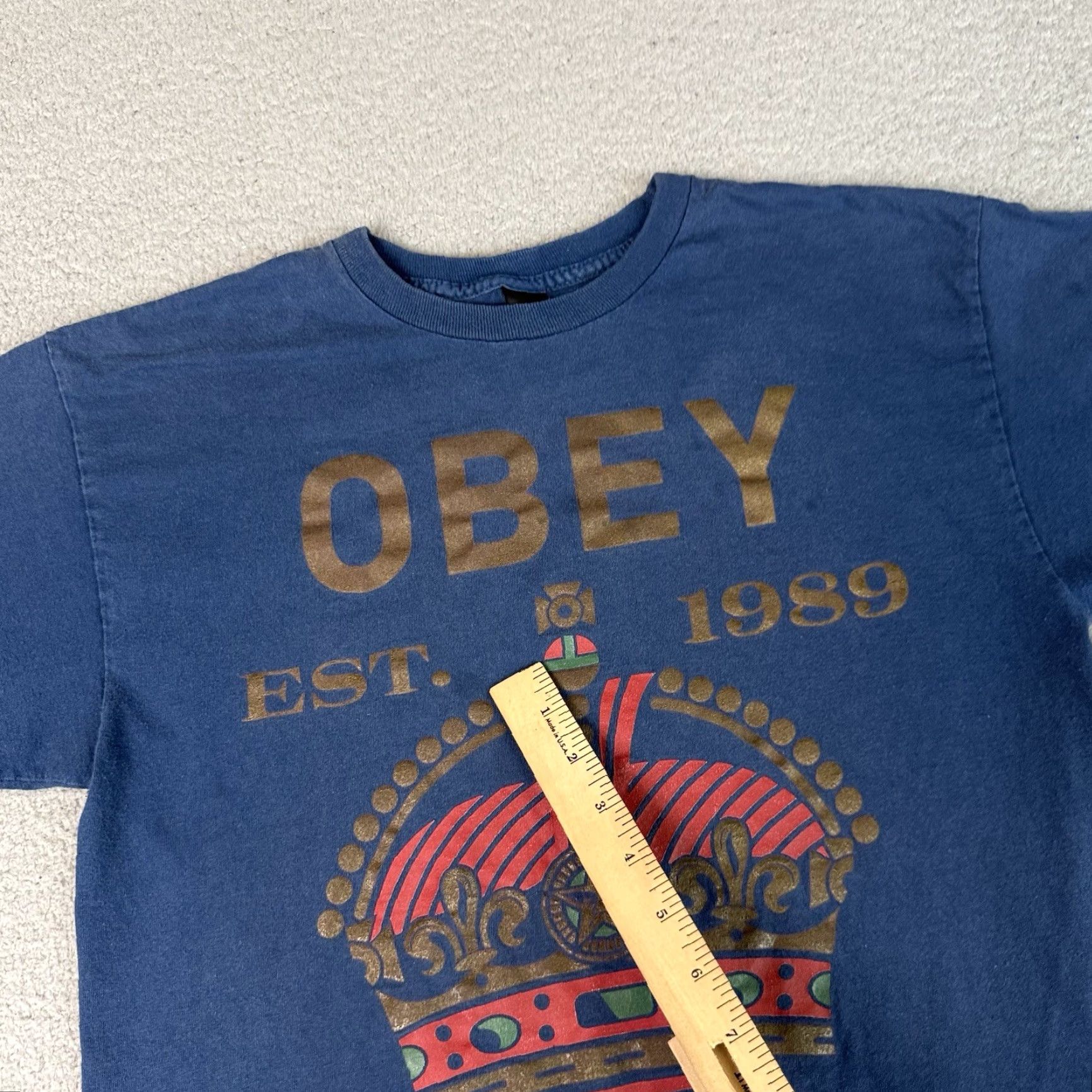 Obey VINTAGE OBEY Shirt Mens M Blue Propaganda Crown Logo Graphic Skate Punk Y2K 2000s USA Decade Retro Hip Hop Size US M / EU 48-50 / 2 - 7 Thumbnail