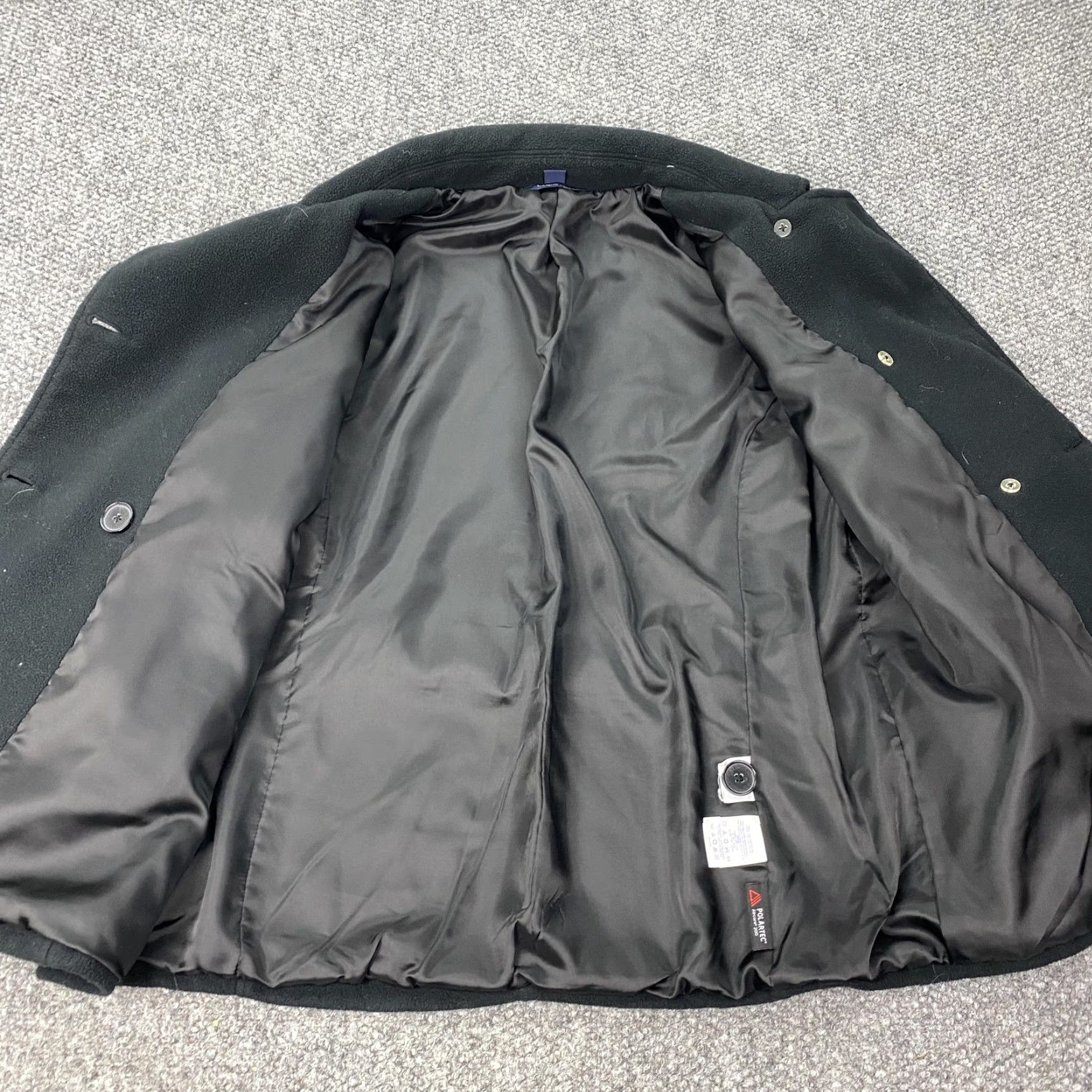 Lands' End Lands' End Pea Coat Womens XL Black Polartec Aircore 200 Fleece Double Breasted Jacket Coat Women Dark Black Winter Fall Lined Pockets Button Womens Size XXL / US 16-18 / IT 52-54 - 5 Thumbnail