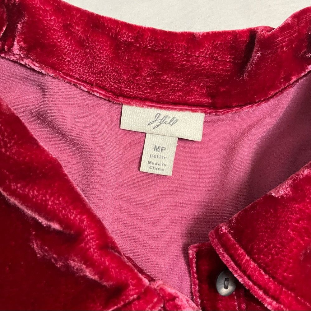 J. Jill J. Jill Velvet Red Shirt Silk Blend Blouse Size M Petite Size M / US 6-8 / IT 42-44 - 6 Thumbnail