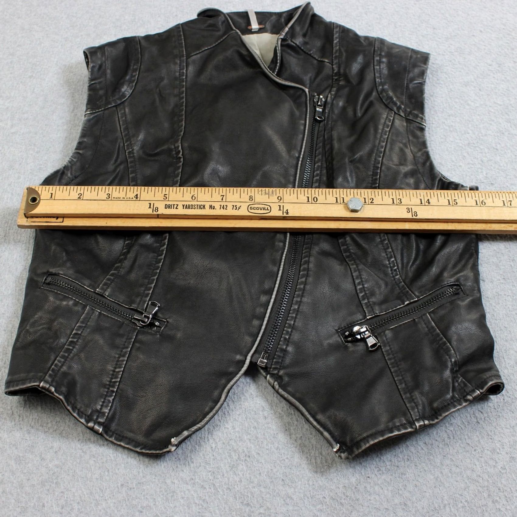 Free People Free People Vest Womens XS Black Faux Leather Moto Biker Zip Pockets Lined Boho Size XS / US 0-2 / IT 36-38 - 7 Thumbnail