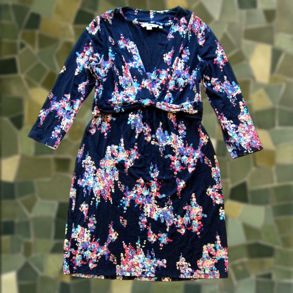 Boden Boden Blue Pink Polka Dot Rayon Stretch 3/4 Sleeve V-Neck Sheath Dress 6R Size M / US 6-8 / IT 42-44 - 1 Thumbnail