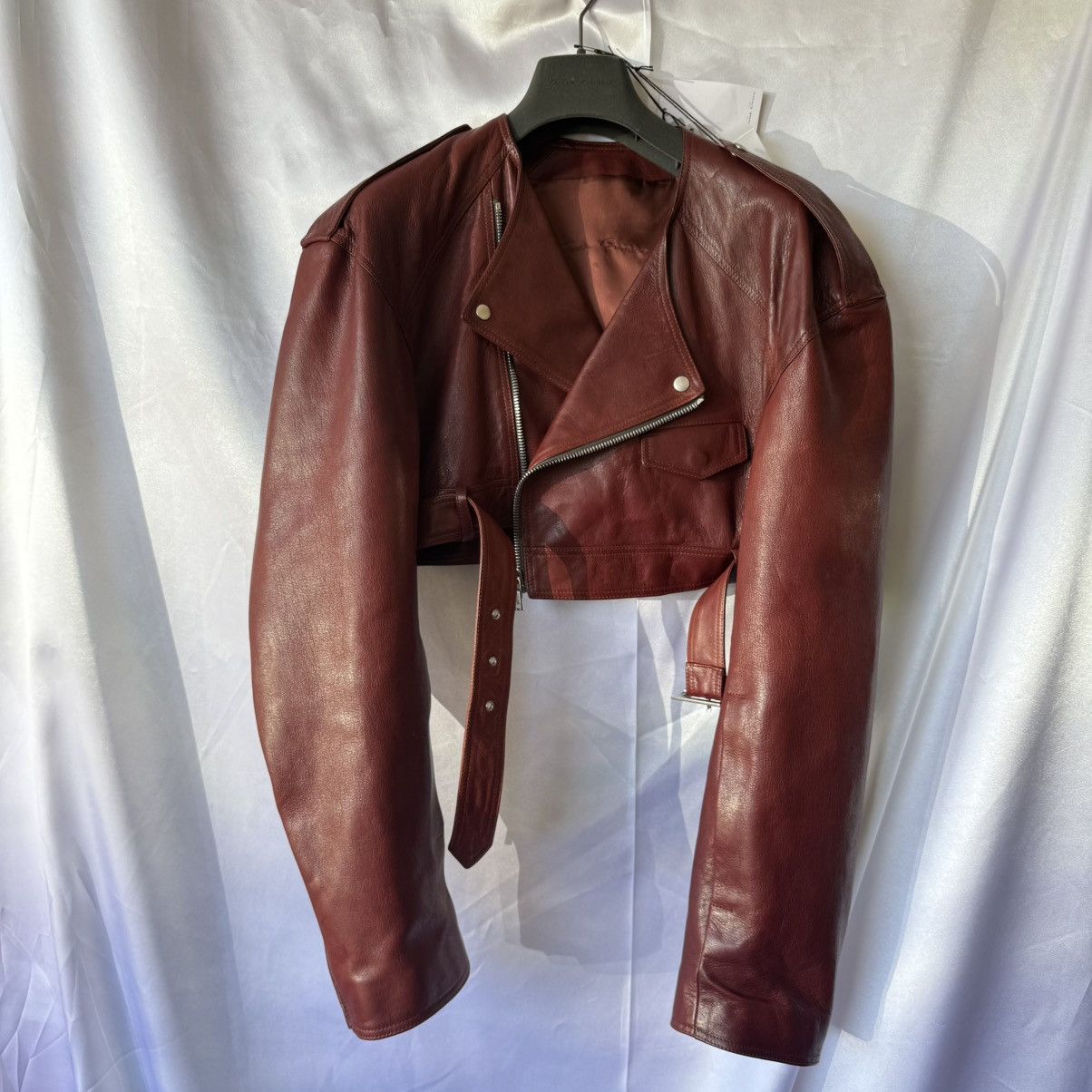 Rick Owens Rick Owens Micro Cropped Henna Leather Biker Jacket Size US M / EU 48-50 / 2 - 1 Thumbnail
