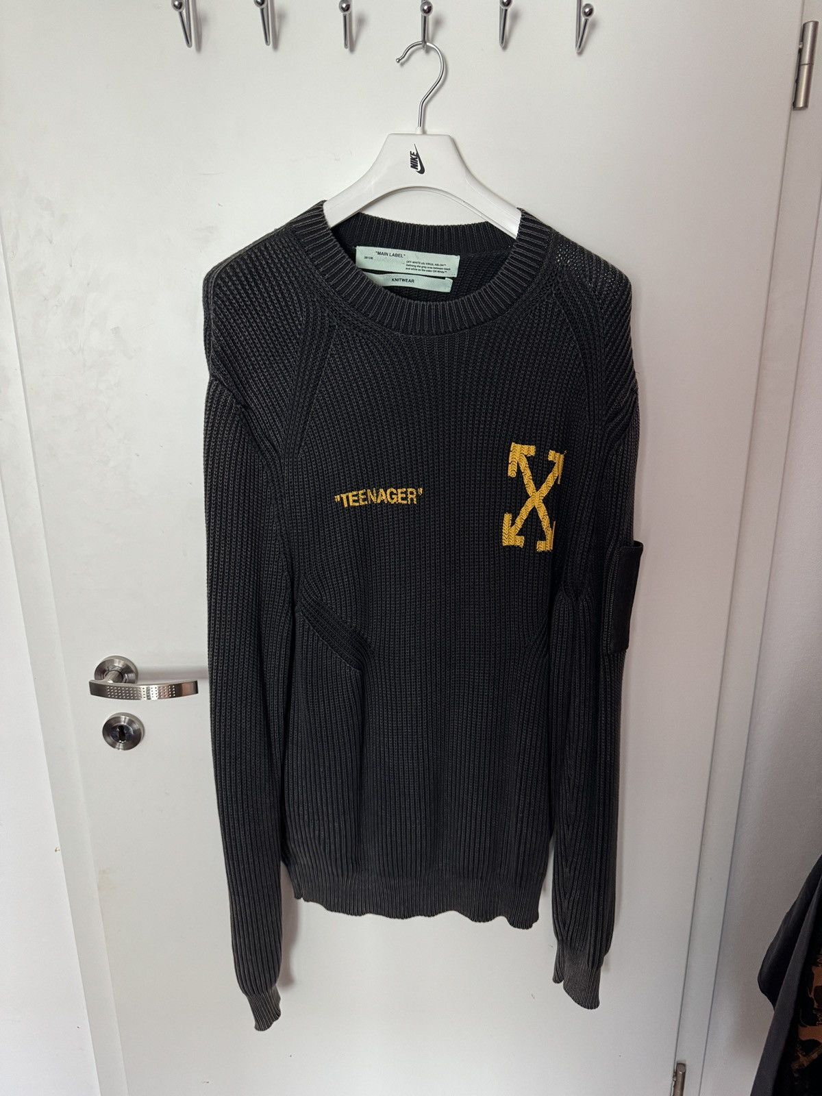 image of Off White x The Simpsons Offwhite X Simpsons Military Knit Sweater in Grey, Men's (Size XL)