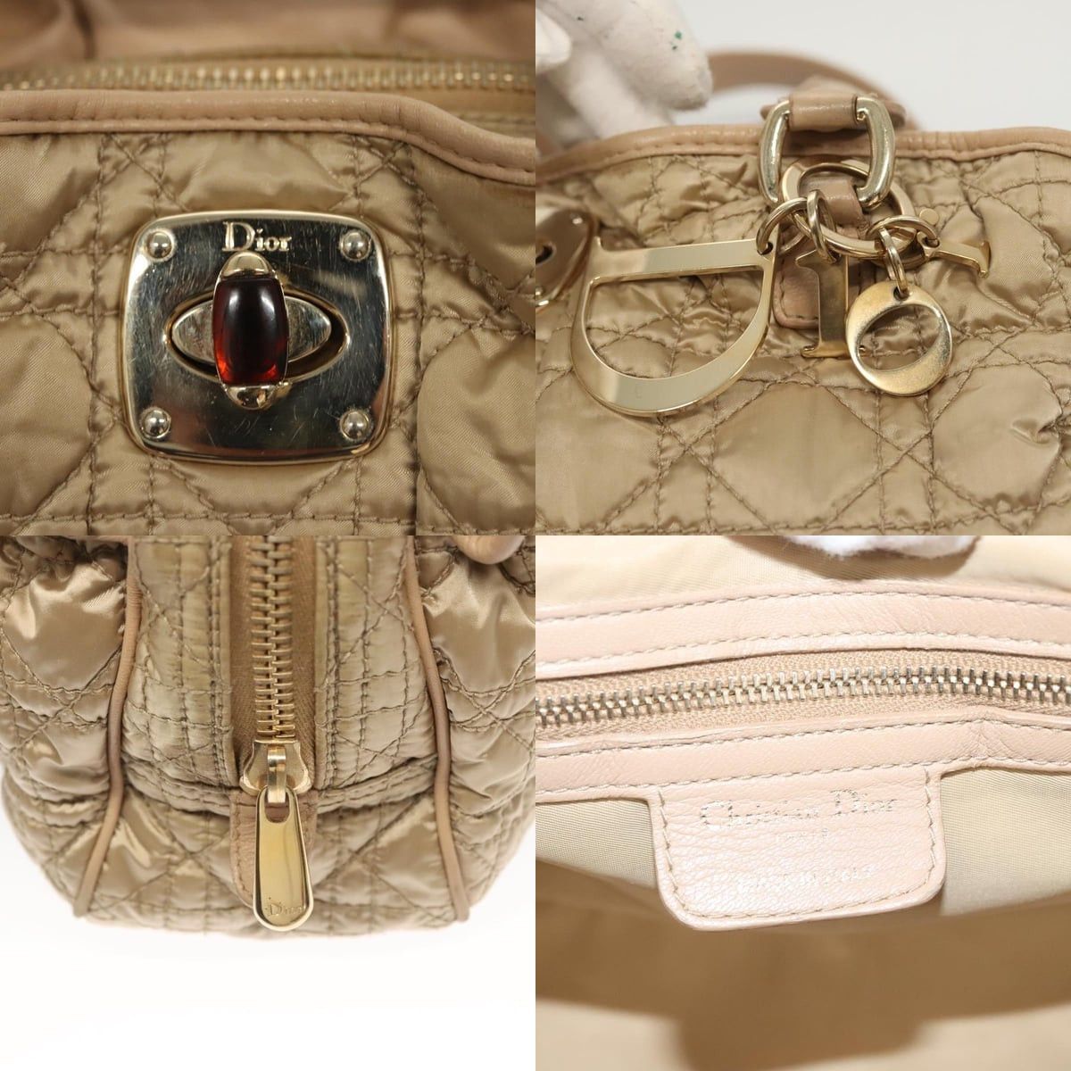 Dior DIOR Canage Hand Bag Nylon Beige Gold Size ONE SIZE - 11 Thumbnail