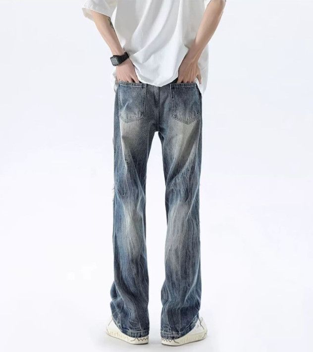 Japanese Brand Men's washed distressed straight leg ripped flared jeans Size US 32 / EU 48 - 5 Thumbnail