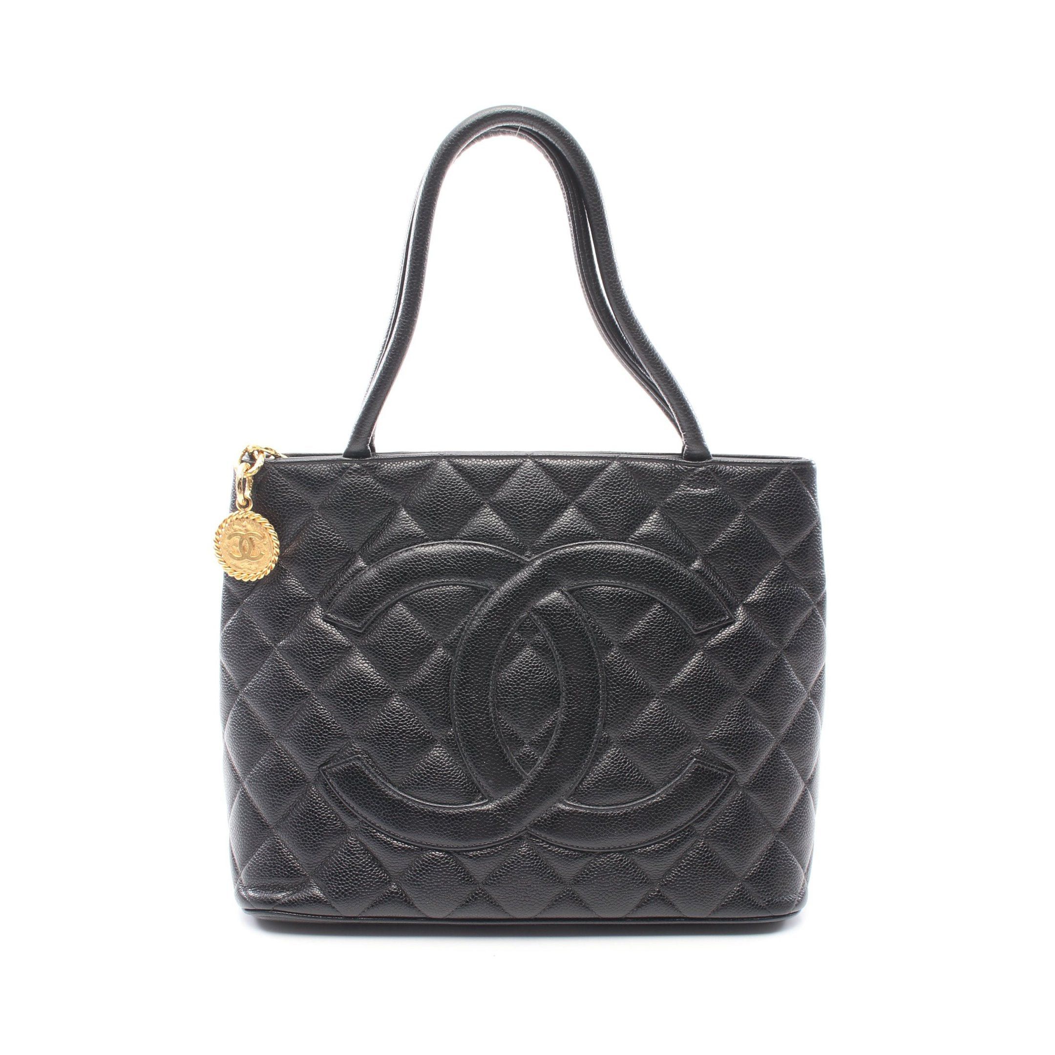 image of Chanel Reissue Tote Handbag Tote Bag Caviar Skin Black Gold Hardware, Women's
