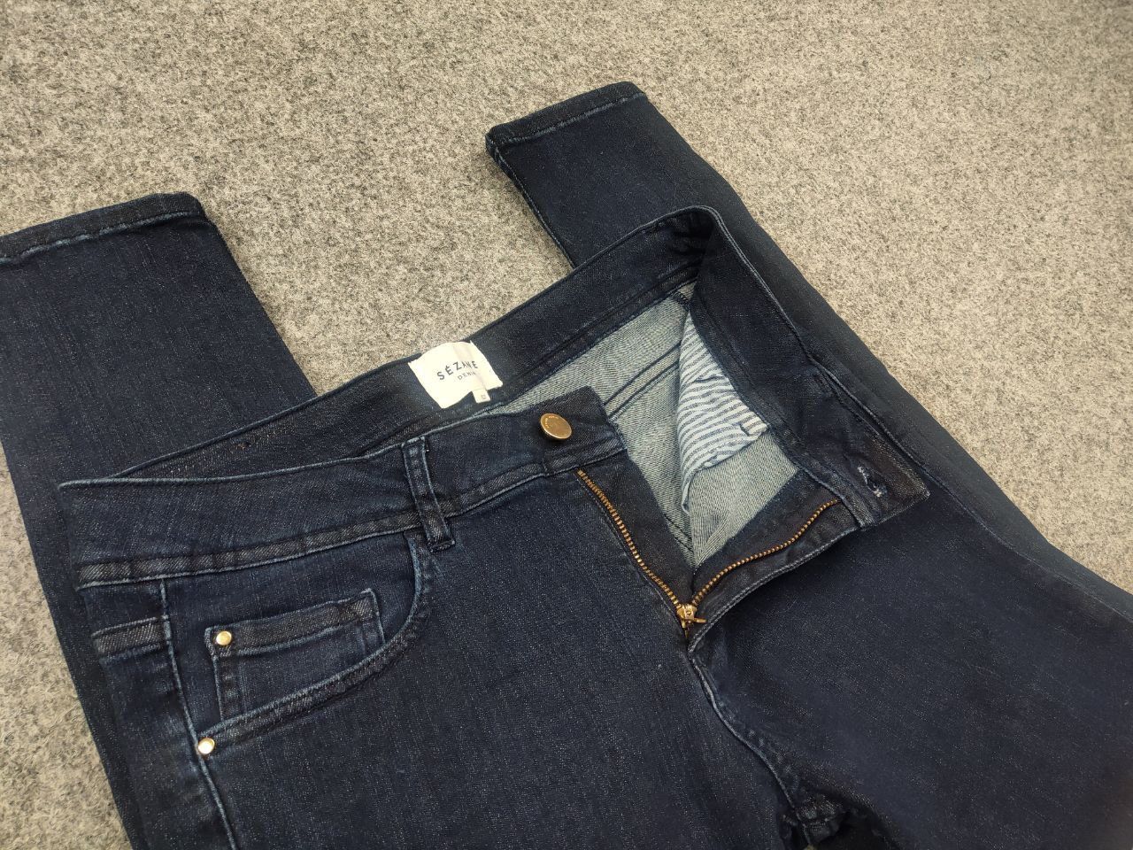 Sezane Sezane Design Dark Blue cotton Blend Slim Fit Denim Jeans Size 32" / US 10 / IT 46 - 10 Thumbnail