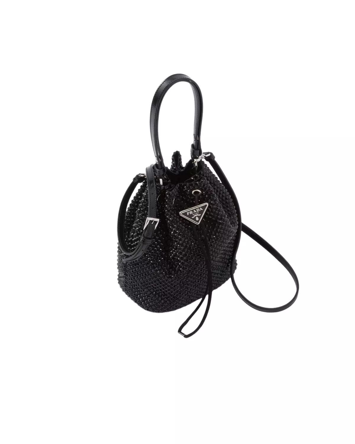 Prada PRADA Black Satin Crystal Mini Top Handle Bag New Size ONE SIZE - 2 Thumbnail