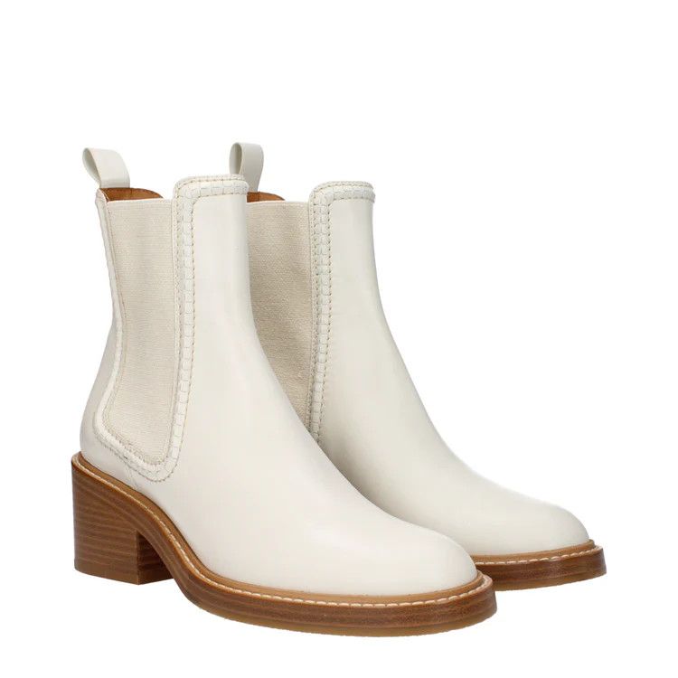 Chloe ob1o1e1024 Leather Ankle Boots in White Size US 8.5 / IT 38.5 - 2 Thumbnail