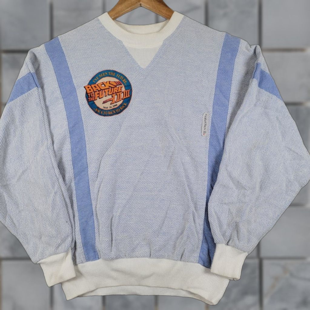 VINTAGE Back To The Future Mens S Sweatshirt Collection B Blue Logo Rare 90s