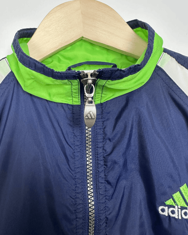 Adidas × Vintage Vintage 90's Adidas Blue/Green Windbreaker Jacket - Size XL Size US XL / EU 56 / 4 - 5 Thumbnail