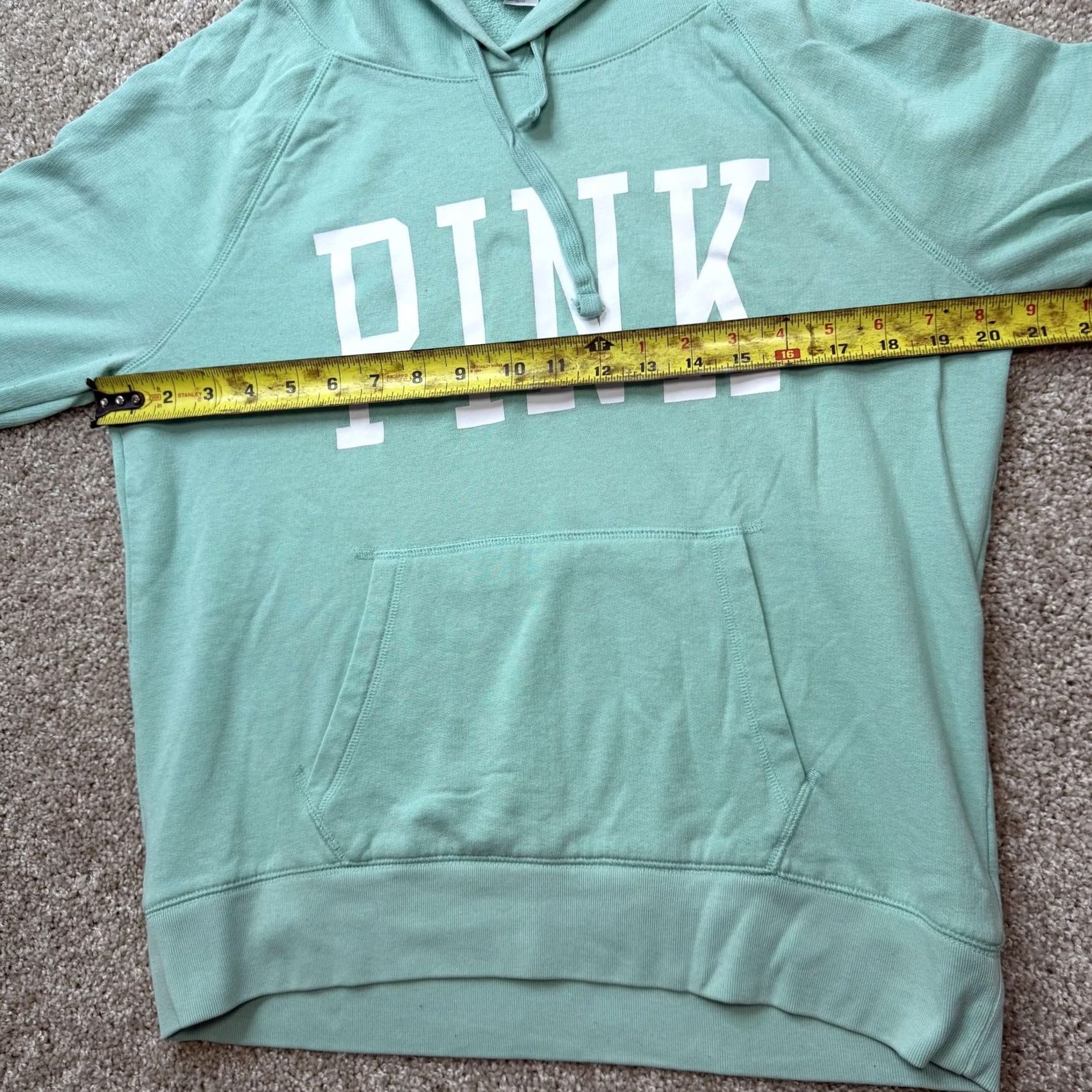 Pinko PINK Victoria's Secret Hoodie Womens Large Green Terry Raglan Pullover Logo Size L / US 10 / IT 46 - 6 Thumbnail