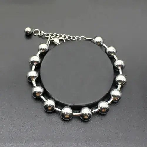 Avant Garde x Jewelry Ball Chain Bracelet 2000S Chrome Y2K Punk Skater Grunge in Silver, Men's