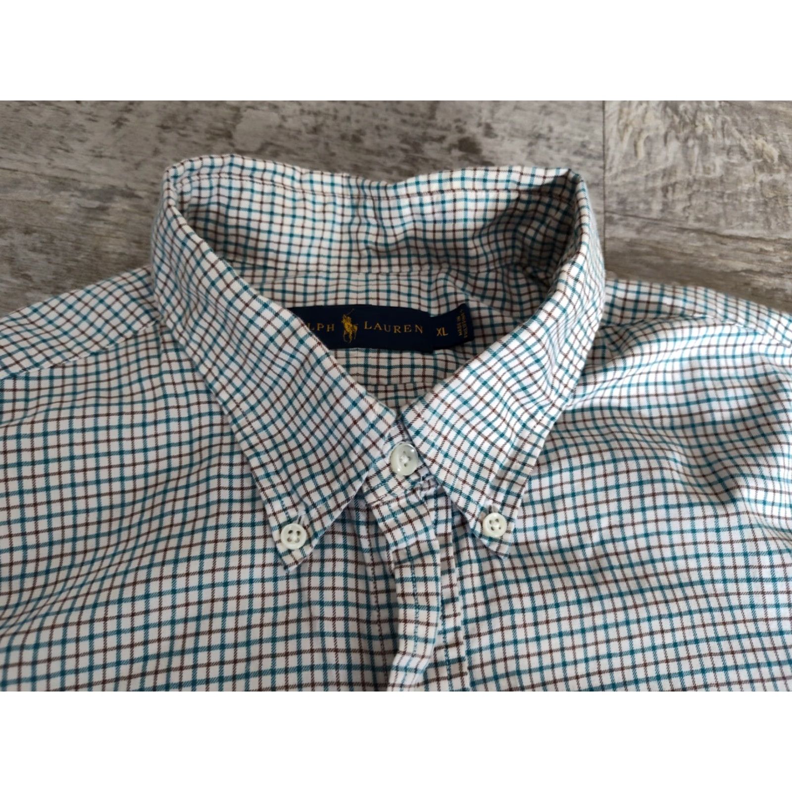 Polo Ralph Lauren VINTAGE Polo Ralph Lauren Shirt Mens XL White Teal Maroon Check Button-Down Shirt Size US XL / EU 56 / 4 - 5 Thumbnail