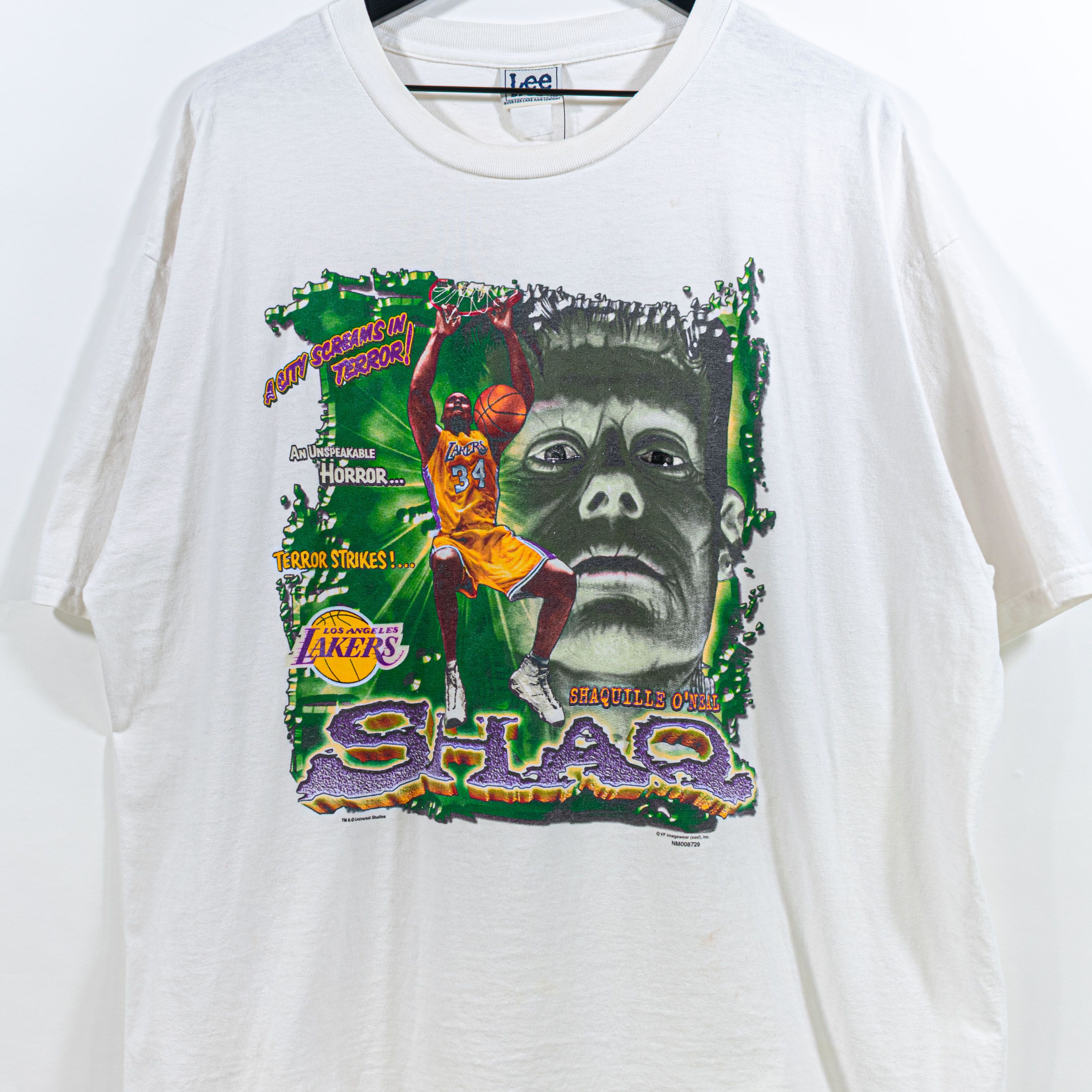 image of L A Lakers x Universal Studios Shaq O'neal Lakers Frankenstein T-Shirt Nba Universal in White (Size