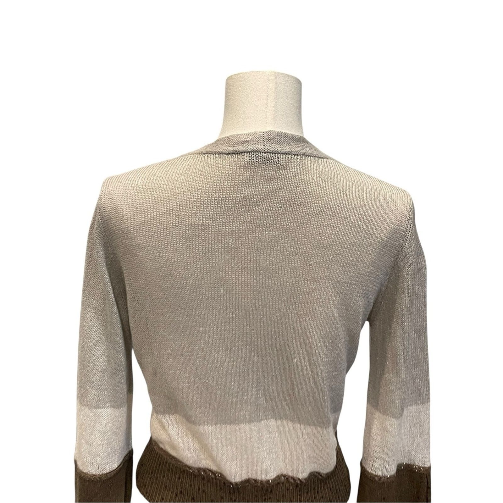 Brunello Cucinelli Brunello Cucinelli Brown Colour Block Sequin Cardigan Size:S Size S / US 4 / IT 40 - 6 Thumbnail