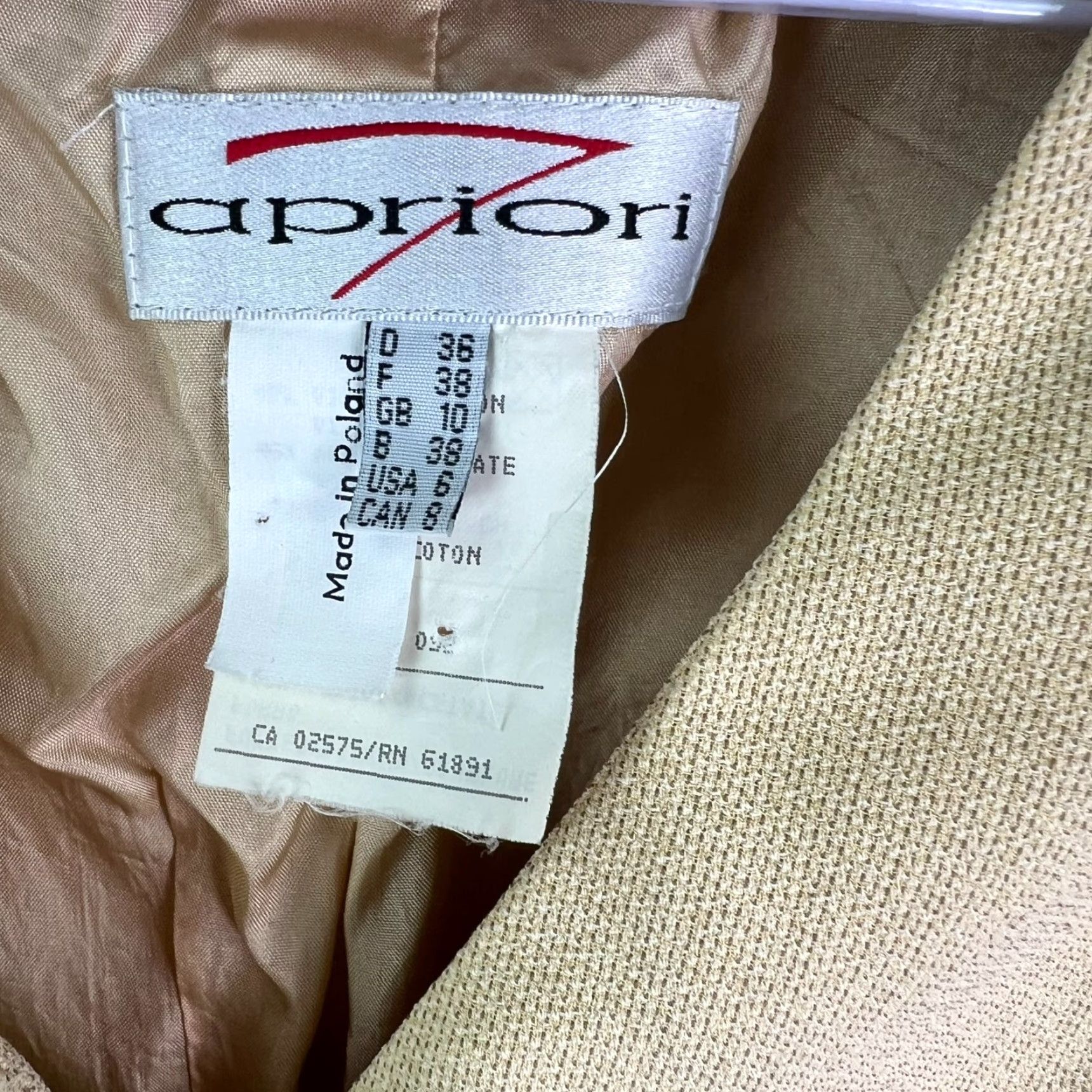 Vintage VINTAGE Apriori Textured Shawl Blazer Womens Size 6 Beige 90s Designer Size M / US 6-8 / IT 42-44 - 3 Thumbnail