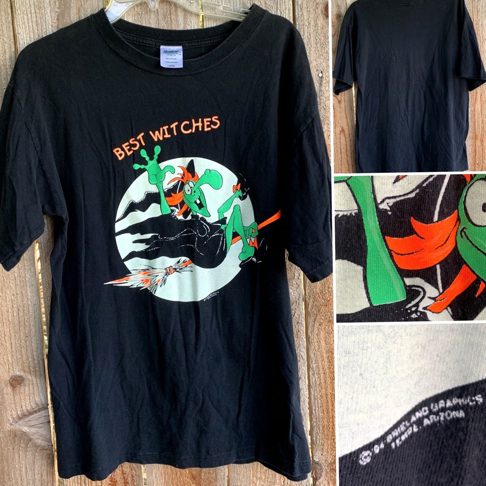 Vintage VINTAGE Best Witches T-Shirt Glow In The Dark L Brieland Graphics 90s 1990s Black Mens Graphic Tee Halloween Size US L / EU 52-54 / 3 - 2 Thumbnail
