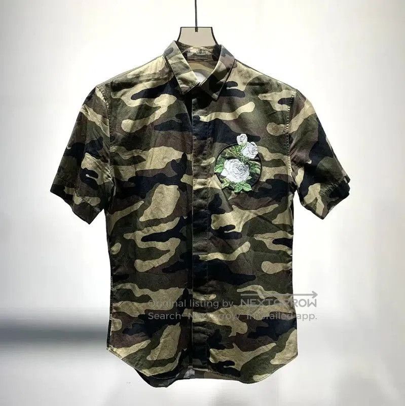 Dior Dior Green Camo Cotton Short Sleeve Shirt . Size US S / EU 44-46 / 1 - 1 Thumbnail