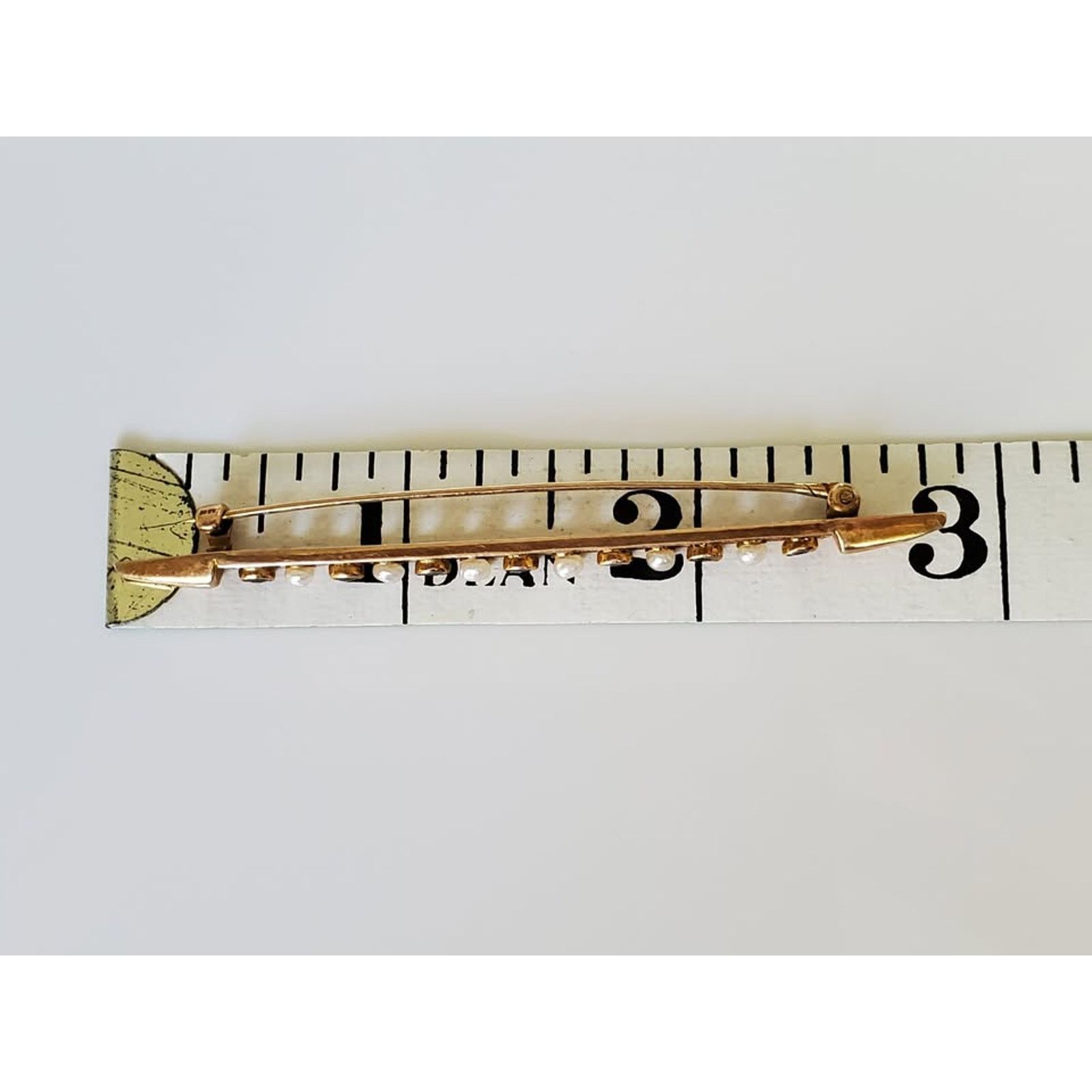 Other Antique Sapphire and Seeded Pearl Bar Pin 10K Solid Gold Size ONE SIZE - 6 Thumbnail