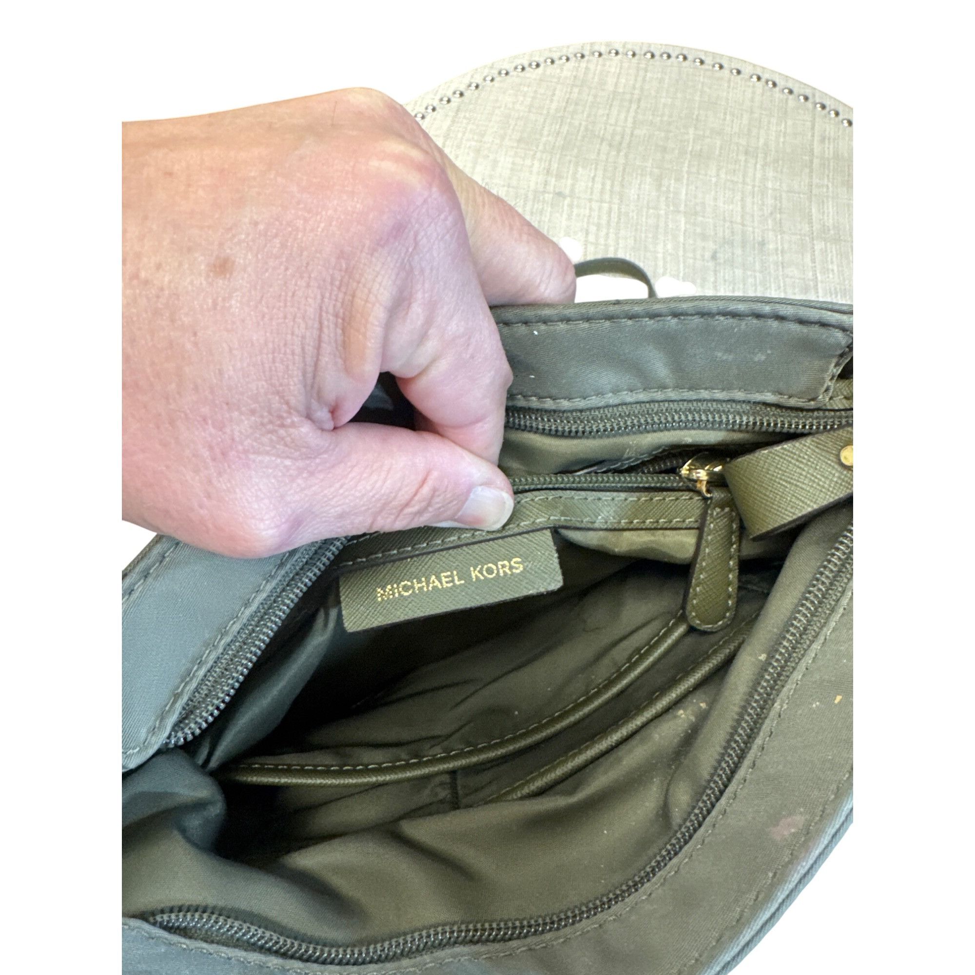 Michael Kors Michael Kors Womens Green Canvas Crossbody Purse SKU 7823 Size ONE SIZE - 11 Thumbnail