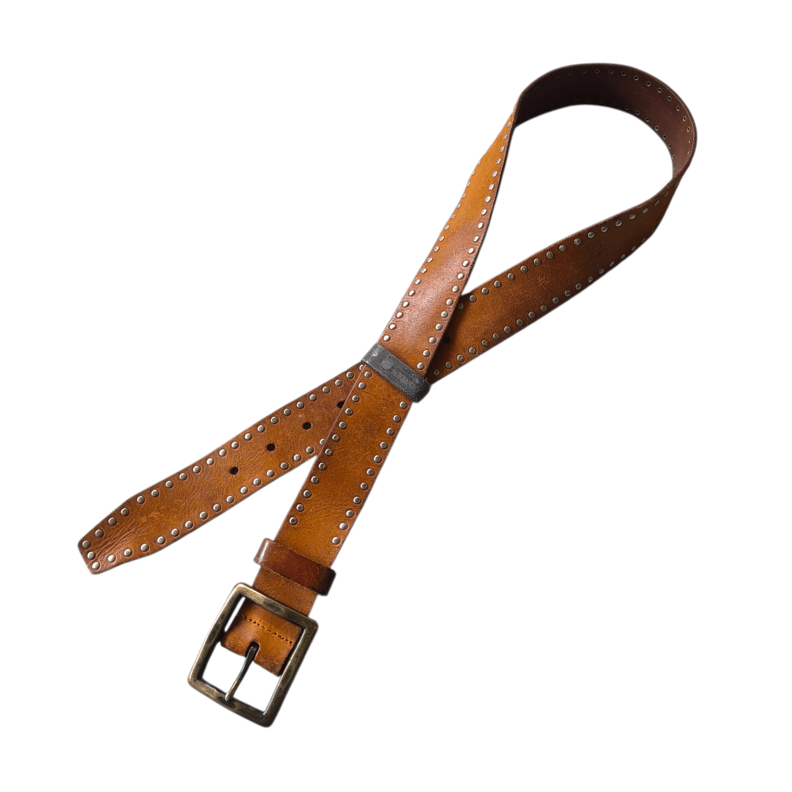 If Six Was Nine 💥 Vintage solid brass garrison stud punk rock leather belt Size ONE SIZE - 1 Thumbnail