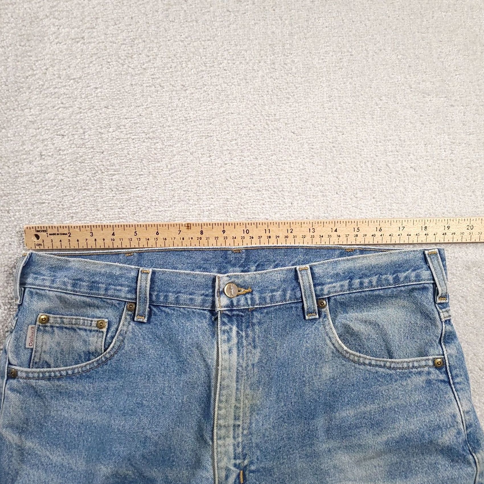 Carhartt VINTAGE Carhartt Jeans DST B17 Relaxed Fit Medium Wash 38x30 Mens Blue 5-Pocket Distressed Not Stained Size US 38 / EU 54 - 3 Thumbnail