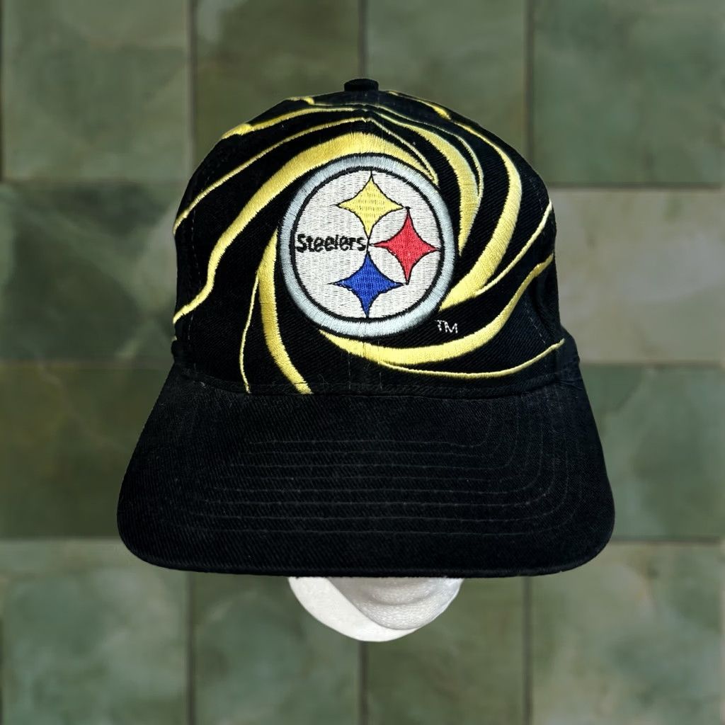 Drew VINTAGE Pittsburgh Steelers Hat SnapBack Adult One Size Black Cotton Knit Drew Pearson 90s NFL Sport Size ONE SIZE - 1 Thumbnail