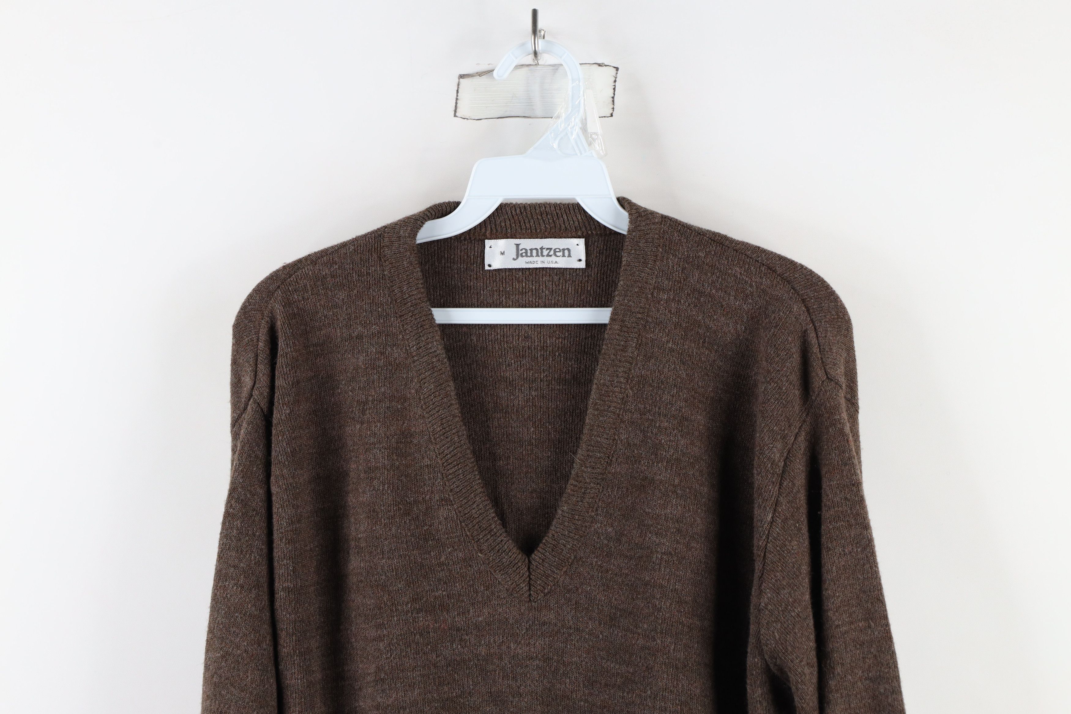 Vintage Vintage 70s Streetwear Blank Knit V-Neck Sweater Brown USA Size US M / EU 48-50 / 2 - 2 Thumbnail