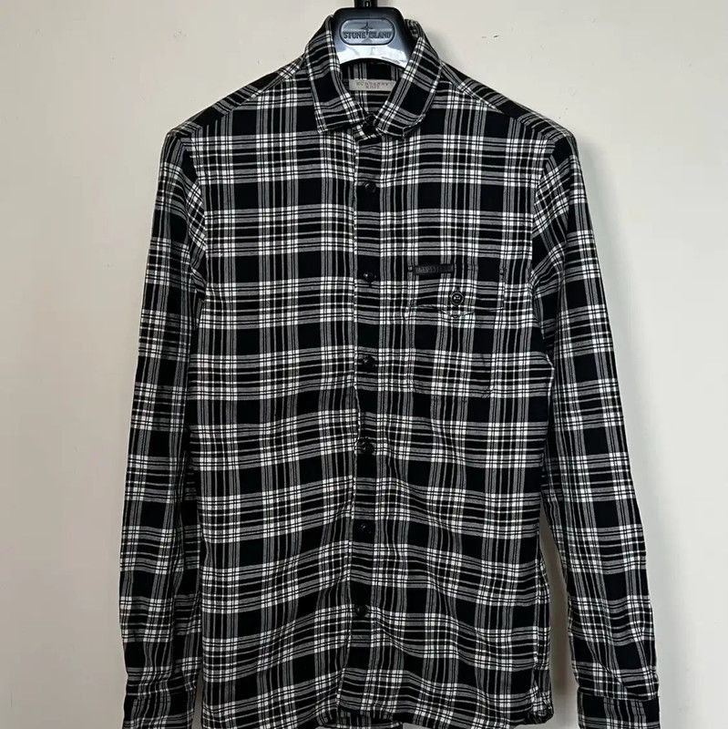 Burberry Burberry Gray Checkered Cotton Shirt for Men Size US S / EU 44-46 / 1 - 1 Thumbnail
