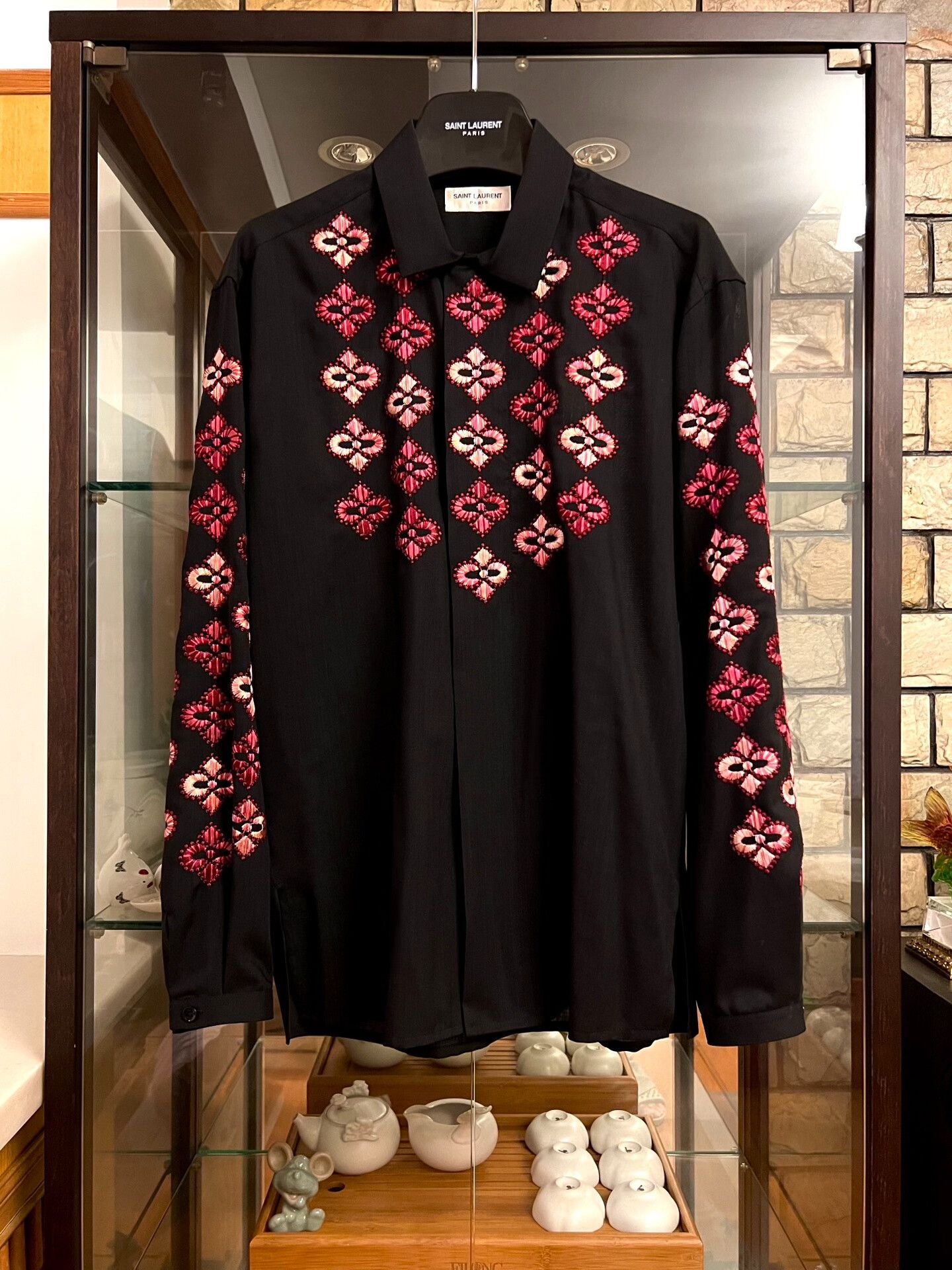 Saint Laurent Paris Saint Laurent 18FW Cherry Blossom Embroidered Shirt Size US M / EU 48-50 / 2 - 1 Thumbnail