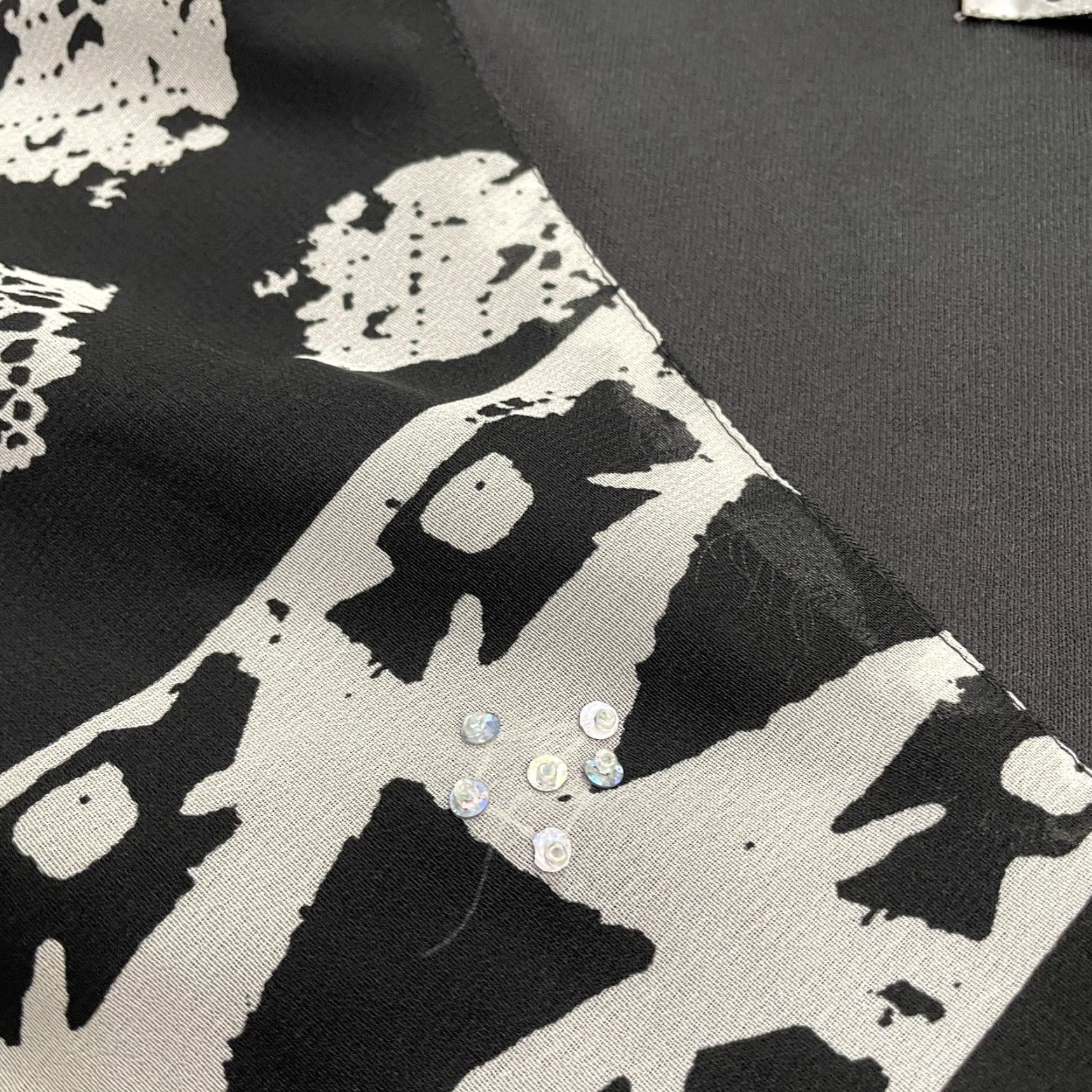 Vintage Signature JMB Blouse Womens 1X Black White Geometric V-Neck Sequin Casual Size XL / US 12-14 / IT 48-50 - 5 Thumbnail