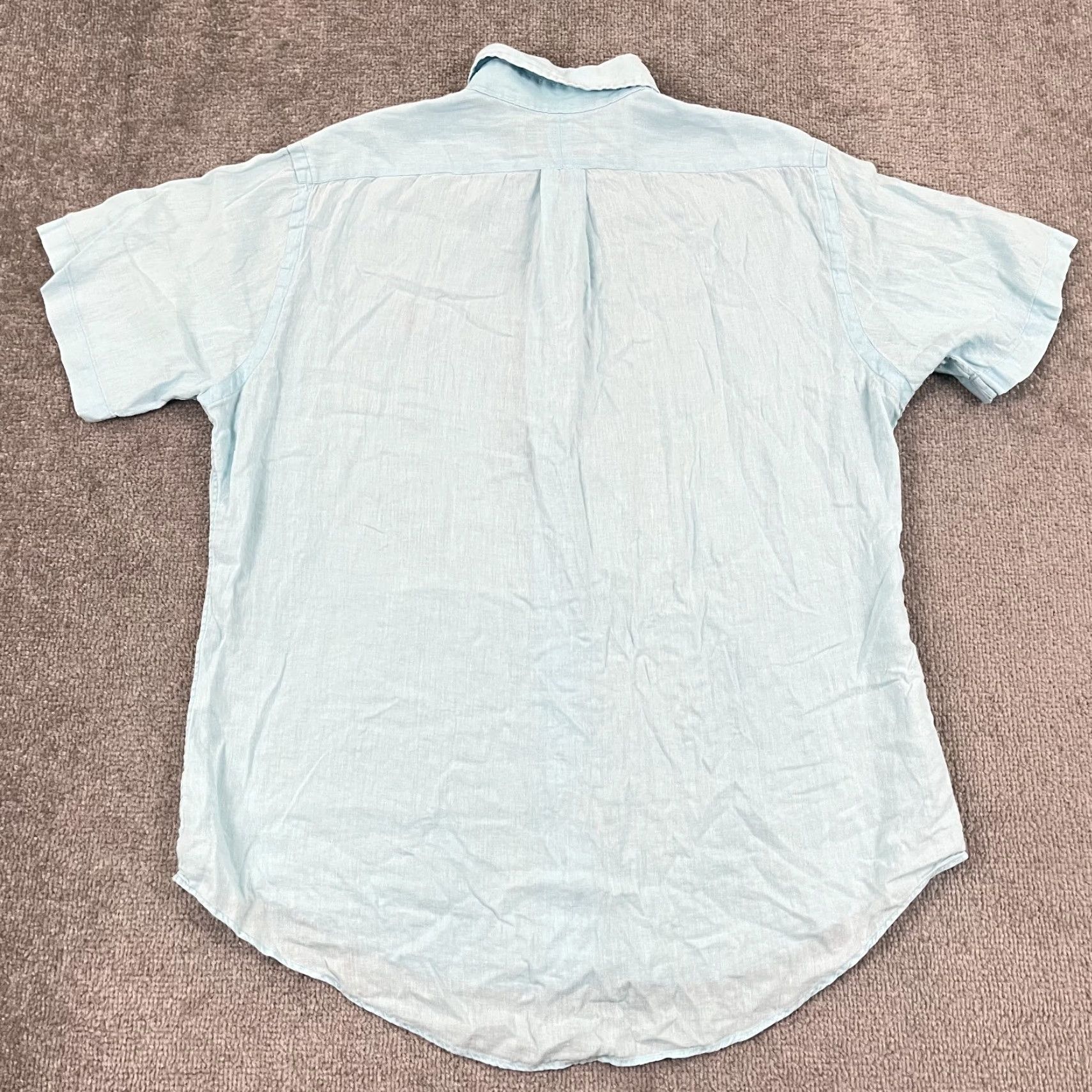 Ralph Lauren Ralph Lauren Button-Up Shirt Mens Medium Icy Blue 100% Linen Short Sleeve Preppy Size US M / EU 48-50 / 2 - 7 Thumbnail