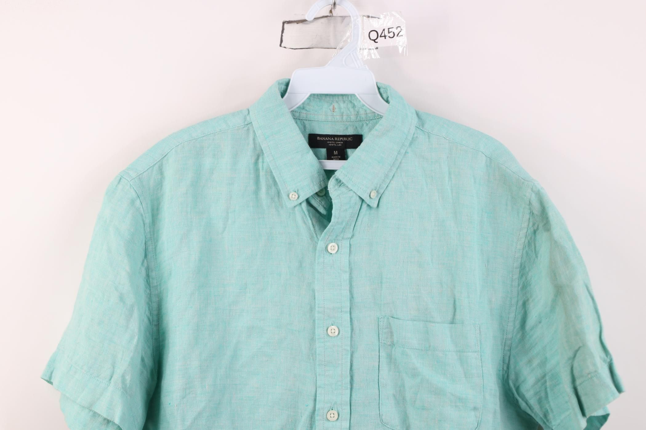 Banana Republic Banana Republic Short Sleeve Collared Button Down Shirt Teal Size US M / EU 48-50 / 2 - 2 Thumbnail