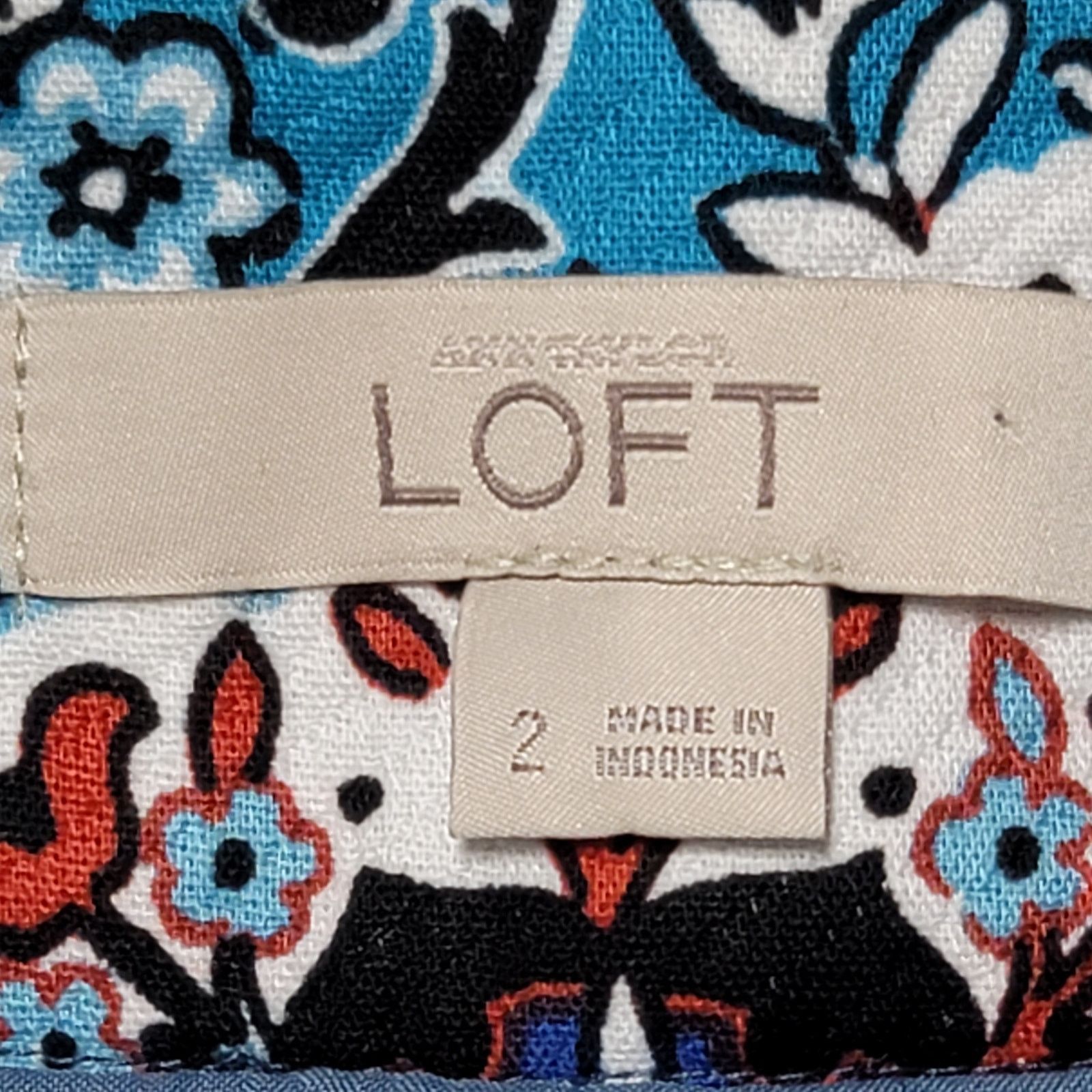 Other Loft Blue Floral Print Pencil Mini Skirt 2 Lined Lightweight Size 26" / US 2 / IT 38 - 4 Thumbnail