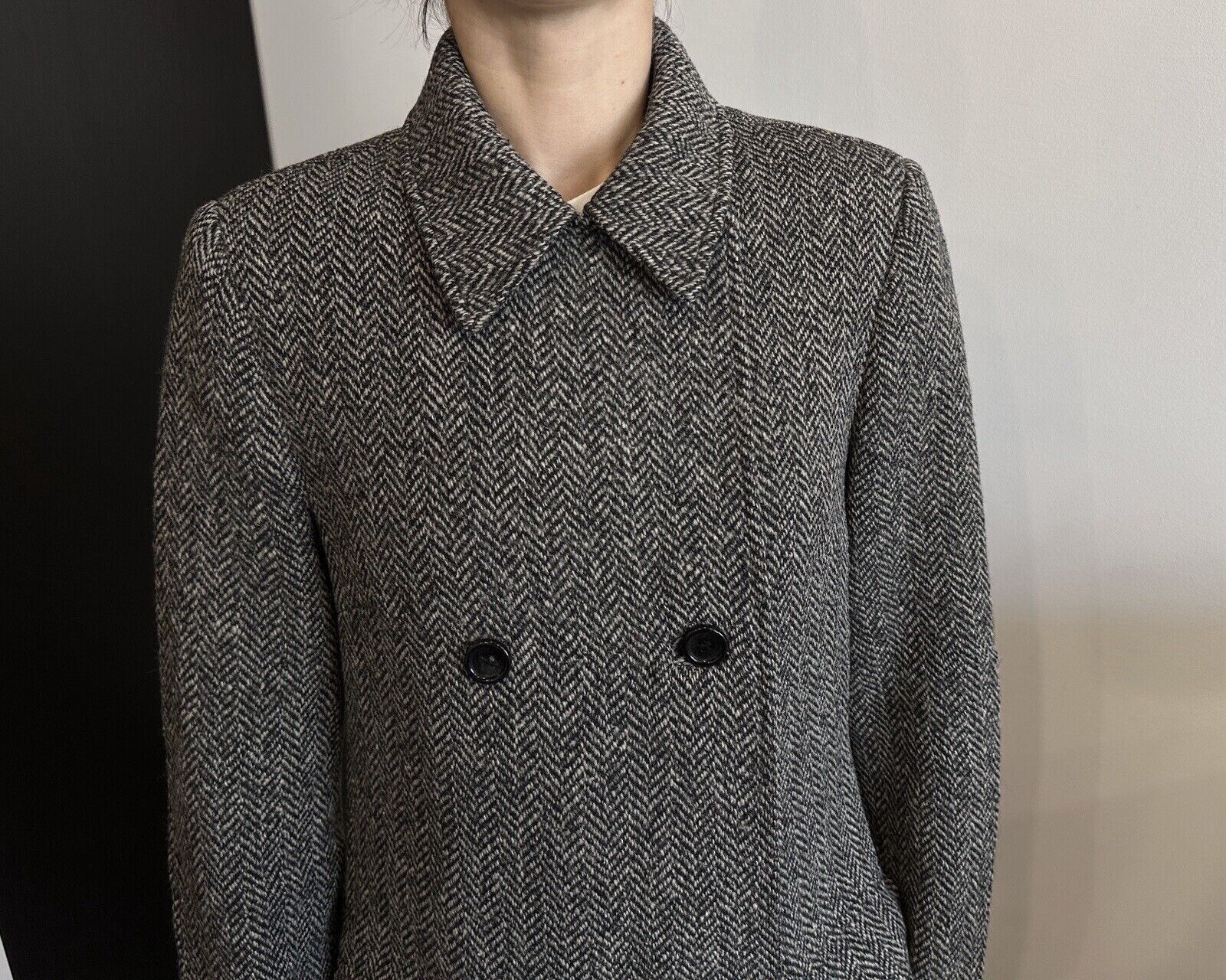Dolce & Gabbana Dolce & Gabbana Womens Herringbone Tweed Wool Coat Jacket Size XS / US 0-2 / IT 36-38 - 5 Thumbnail