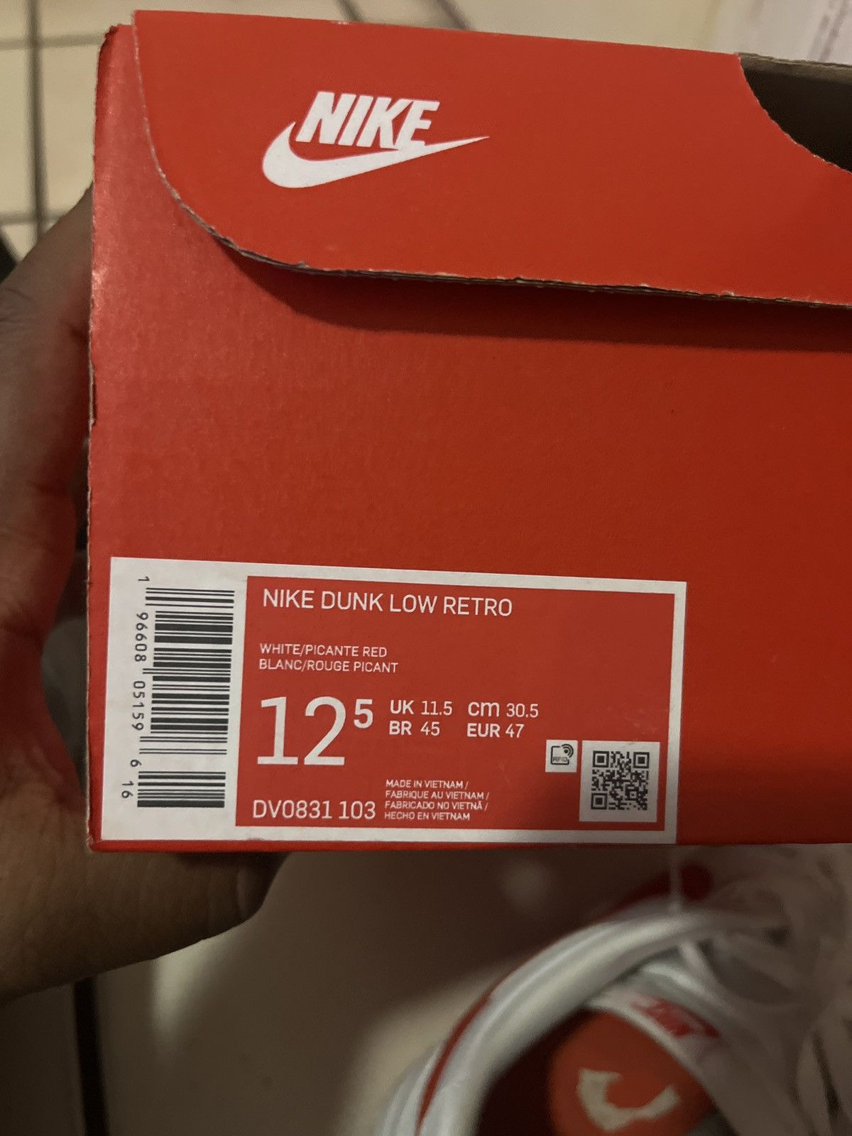 Nike Nike dunk low white/Red Picante Size US 12.5 / EU 45-46 - 7 Thumbnail