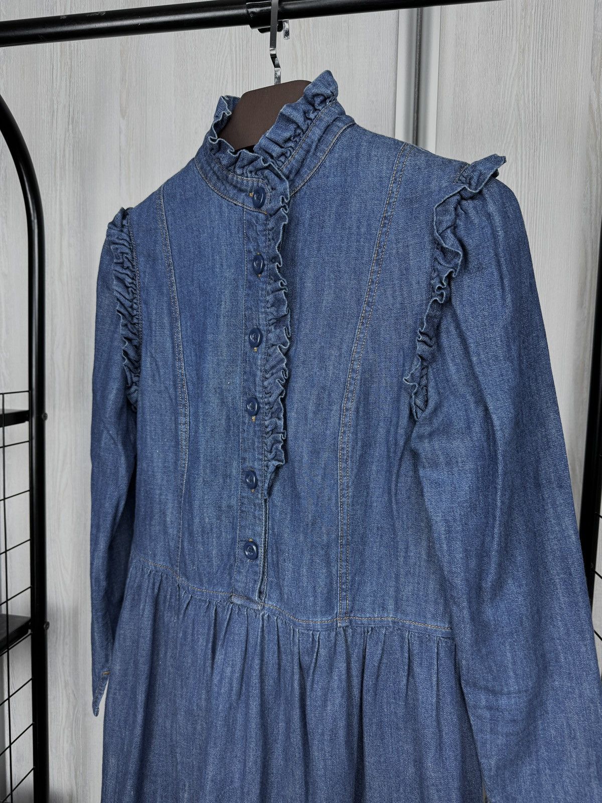 See by Chloe SEE BY CHLOÉ Ruffled Trimmed Denim Mini Dress sz 38 Size XS / US 0-2 / IT 36-38 - 5 Thumbnail