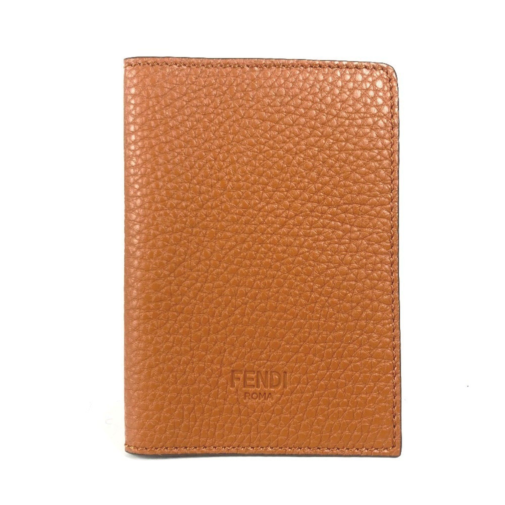 Fendi FENDI Logo Passport Cover Stationery Case Leather Men's Women's Brown Like New Size ONE SIZE - 1 Thumbnail