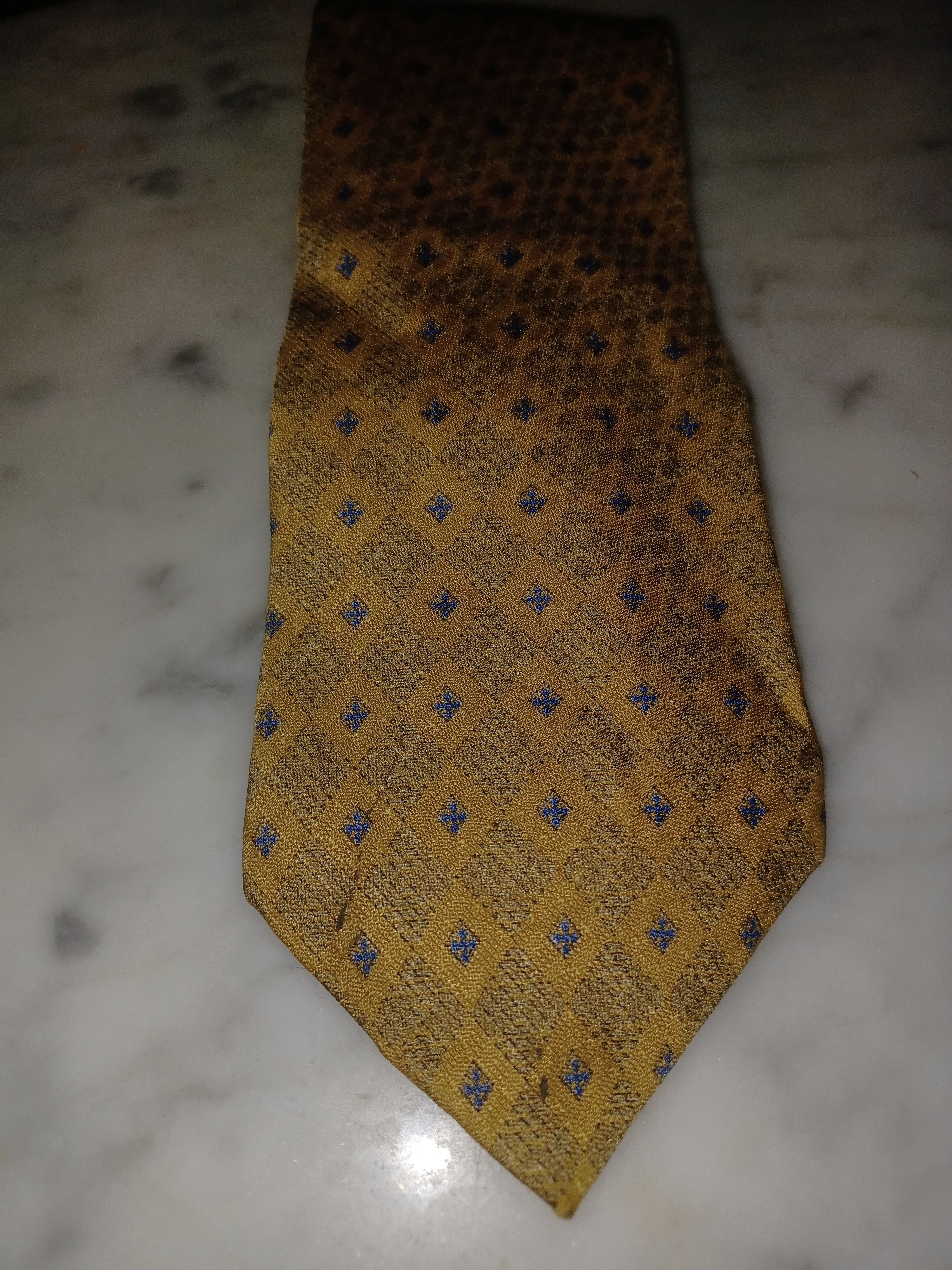 Guess Vintage Guess Men's 100% Silk Tie Gold Size ONE SIZE - 2 Thumbnail