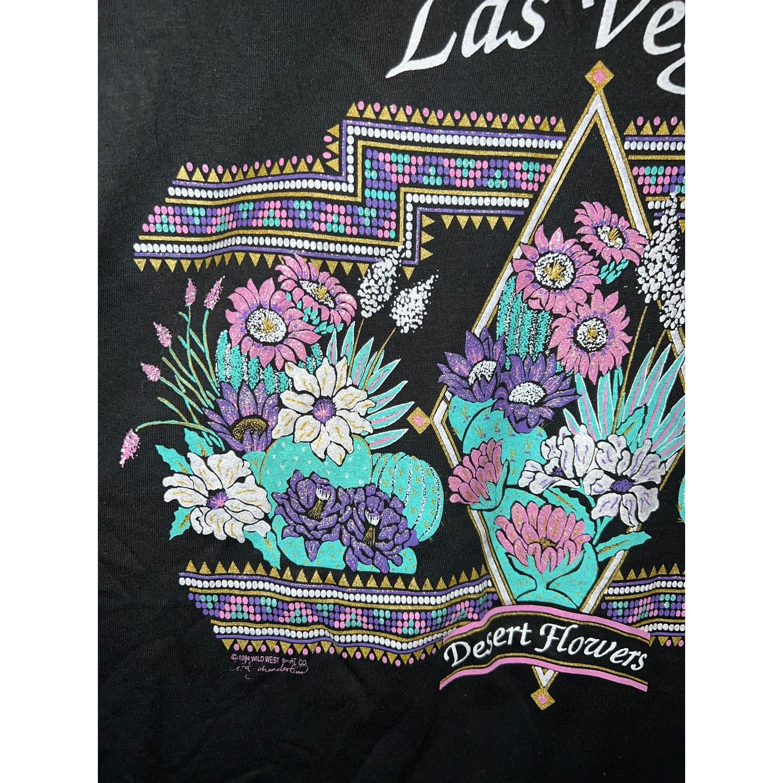 Jerzees Vintage Las Vegas Casino Western Flower Graphic Black Shirt Size US L / EU 52-54 / 3 - 3 Thumbnail