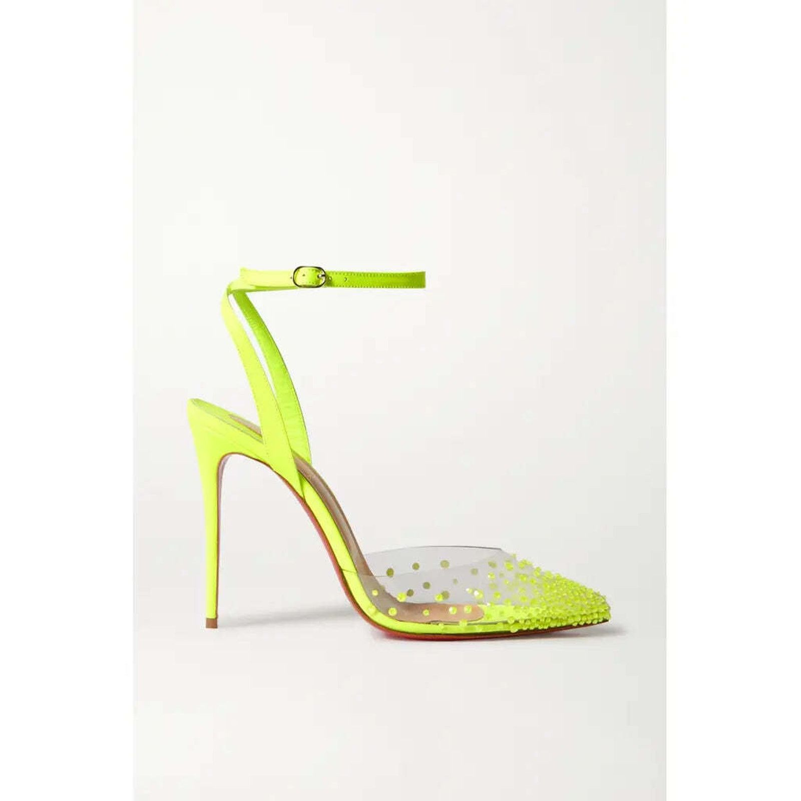 Christian Louboutin Spikaqueen 100 Yellow PVC Ankle Strap Sandal Heel Pump 35 Size US 5 / IT 35 - 5 Thumbnail