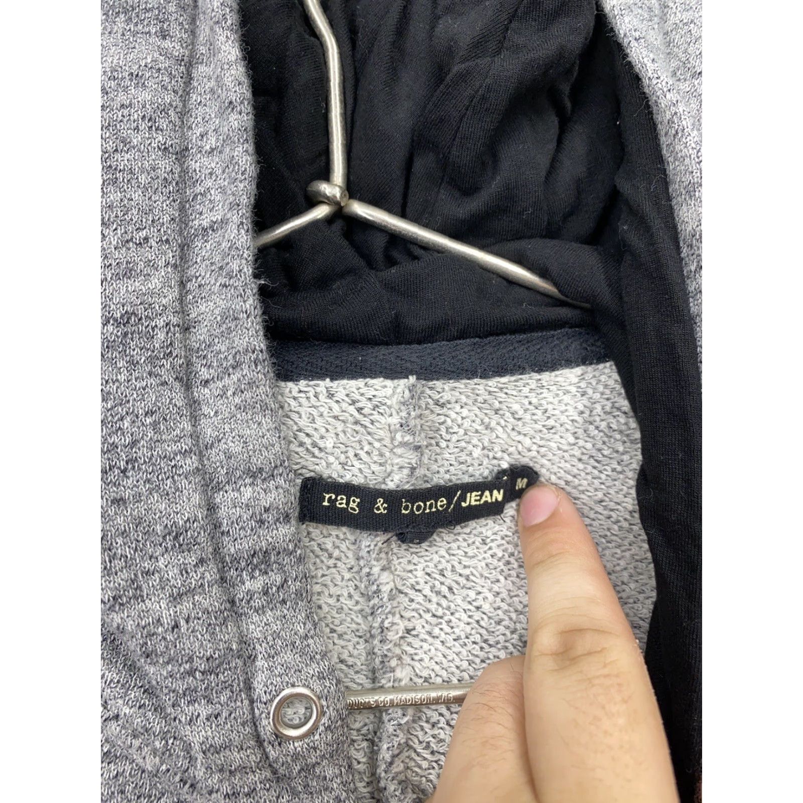 Rag & Bone Rag & Bone Hoodie Womens Medium Full Zip Sweater Gray Cotton Knit 90s Casual Everyday Zipper Hooded Size M / US 6-8 / IT 42-44 - 3 Thumbnail